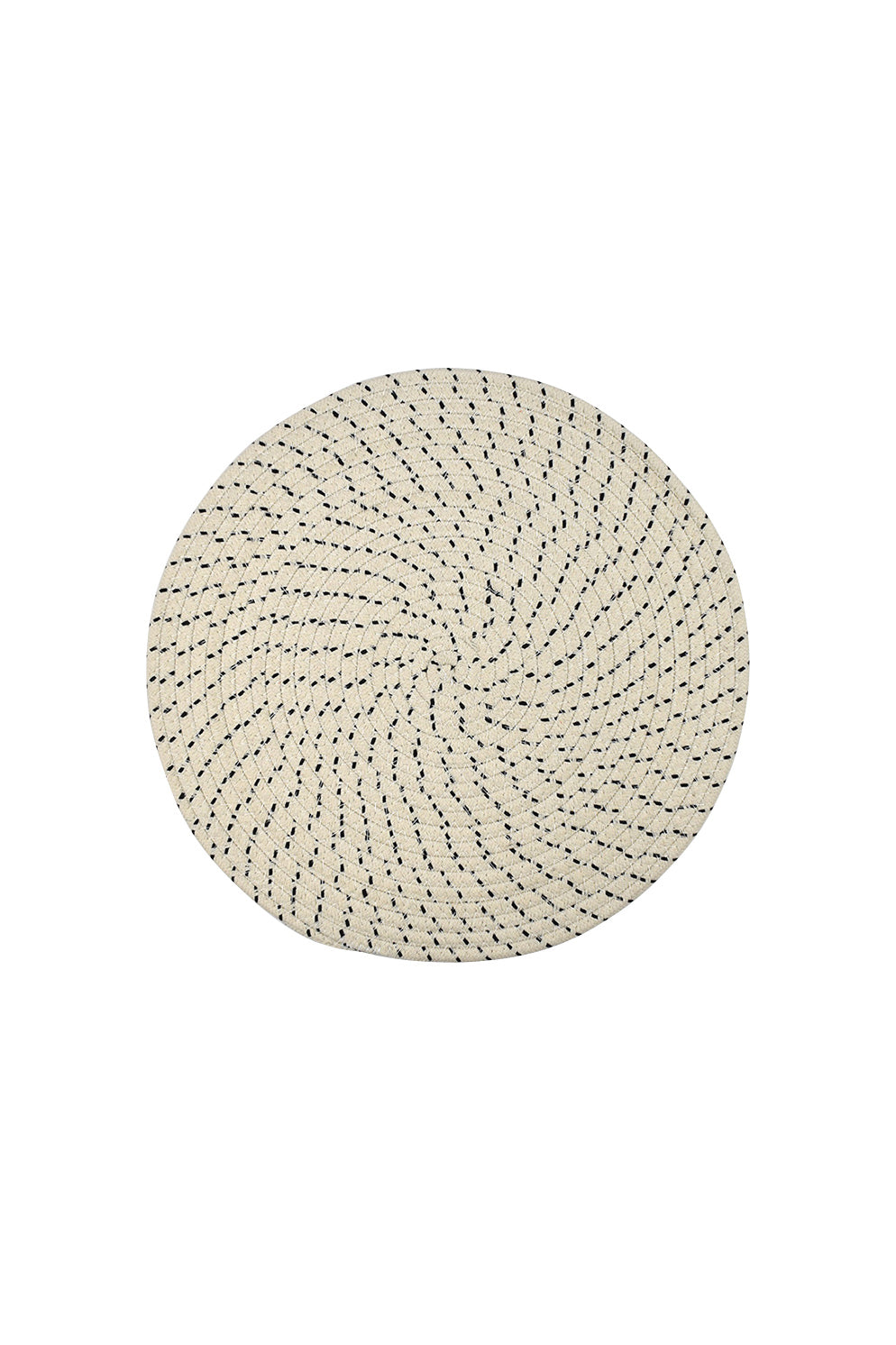 Spiral Cotton Placemat 38cm White/ Navy - Magpie Style