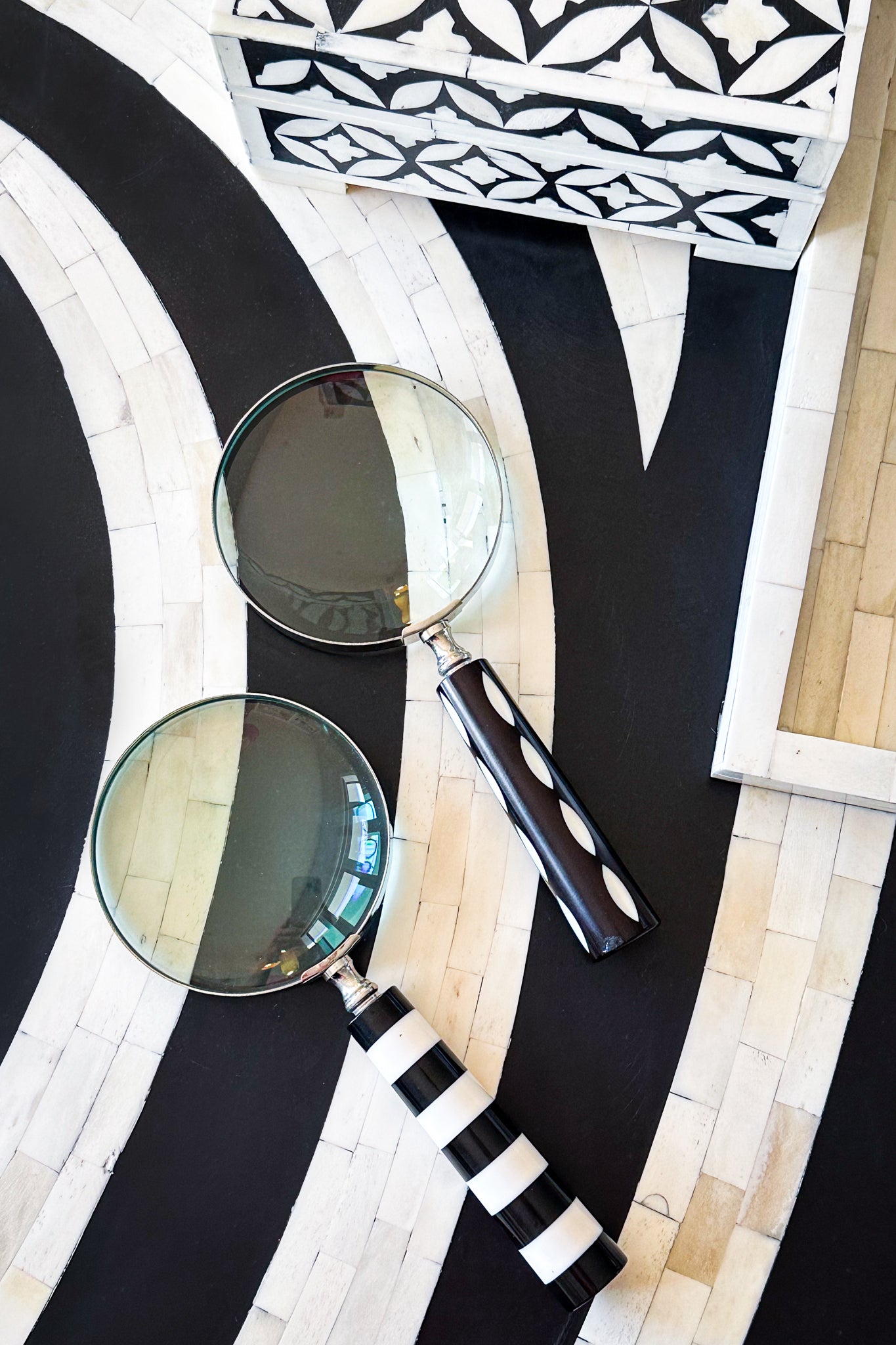 Brass Magnifying Glass - Stripes - Magpie Style