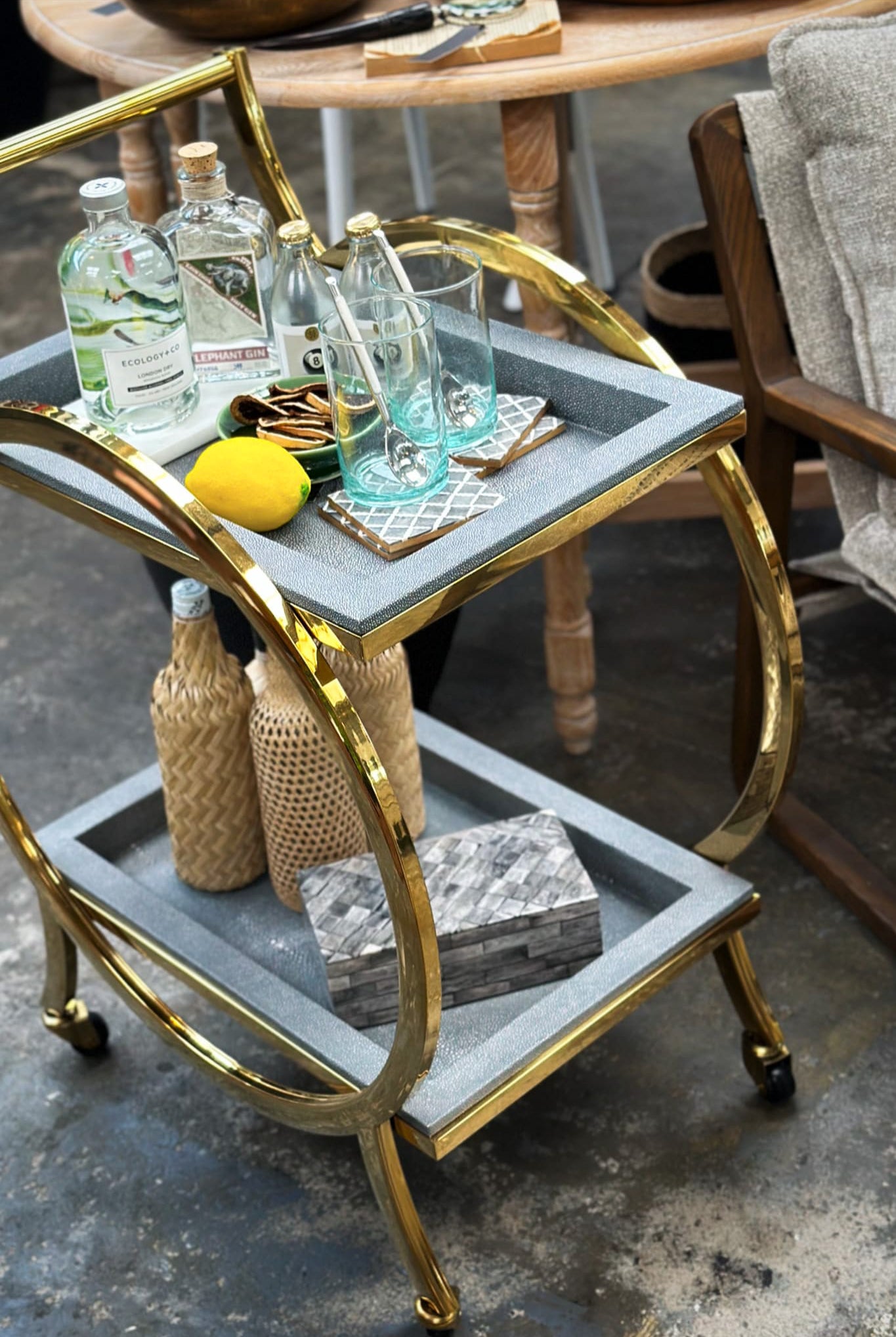 Margo Bar Trolley Gold & Grey - Magpie Style