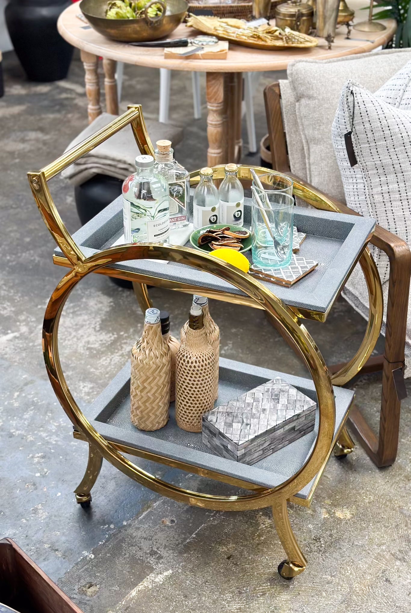 Margo Bar Trolley Gold & Grey - Magpie Style