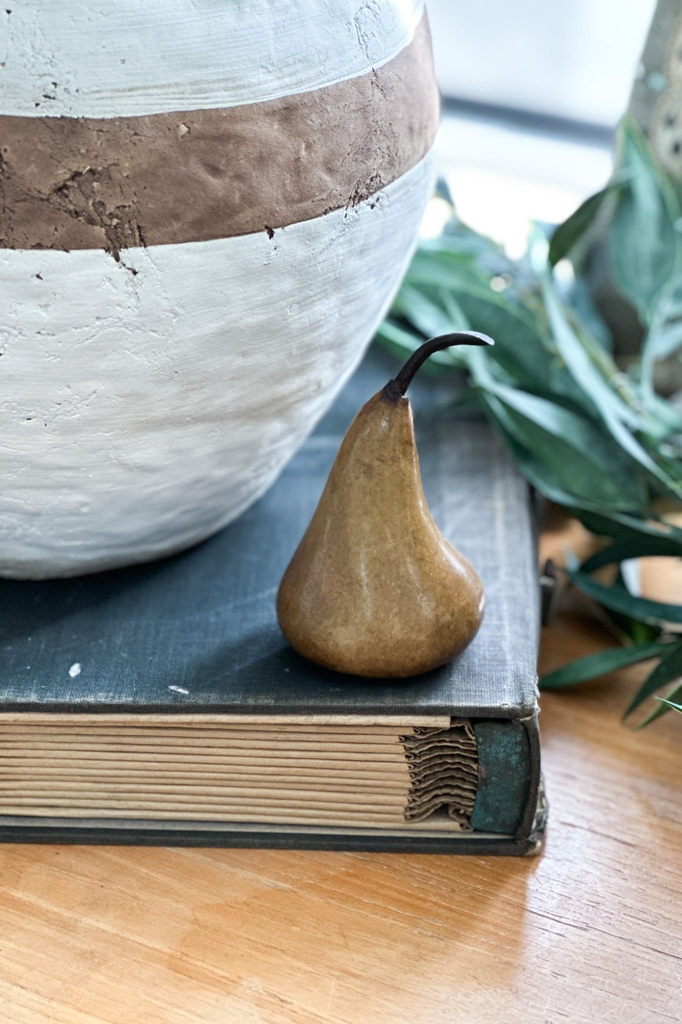 Small Hand Carved Marble Pear - Natural - Magpie Style