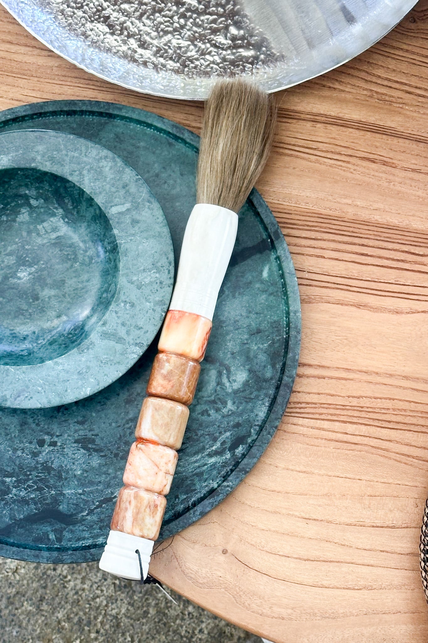 Calligraphy Brush - Extra Large Orange Porcelain Beads - Magpie Style