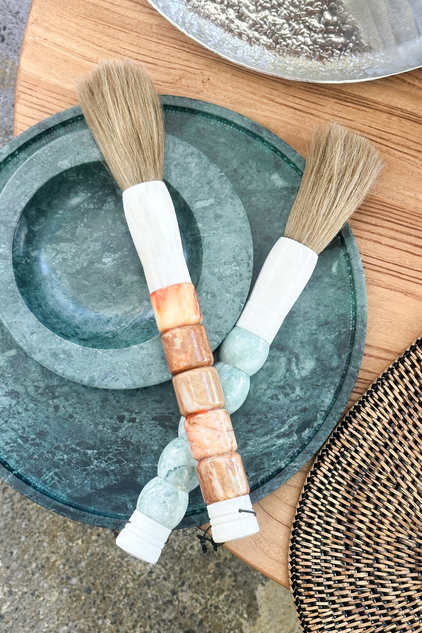 Calligraphy Brush - Extra Large Orange Porcelain Beads - Magpie Style