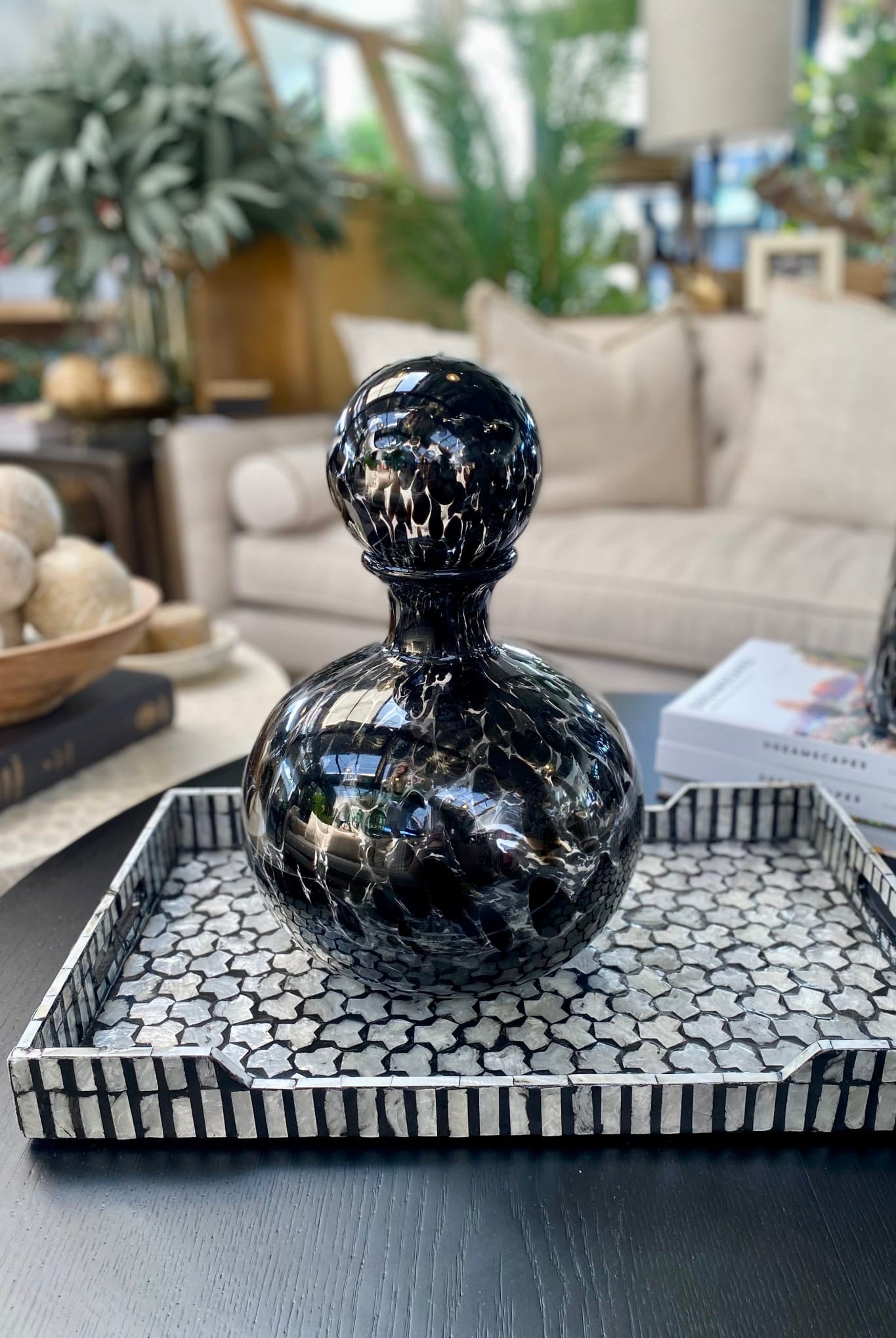 Glass Decanter 37cm Black - Paula Ryan