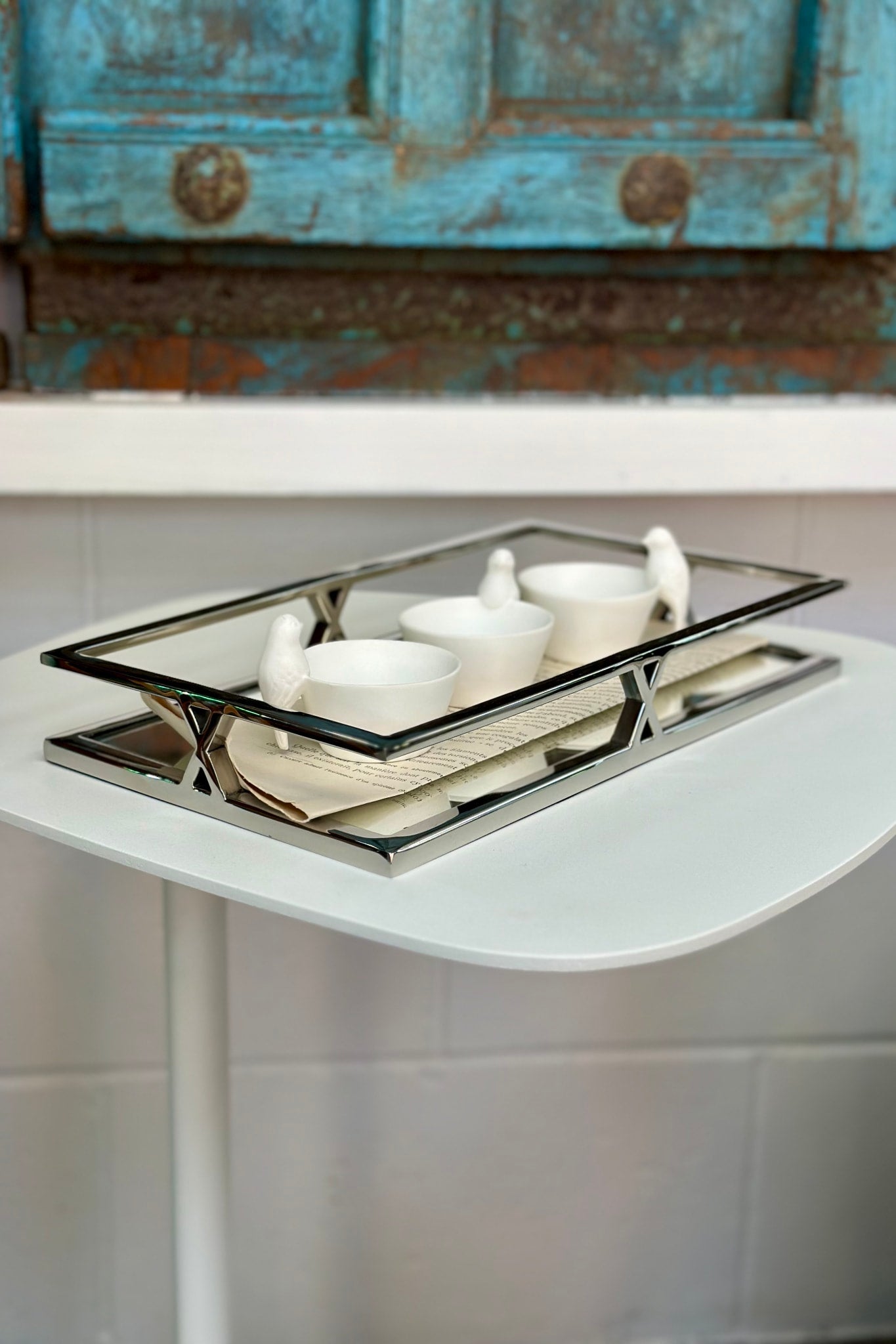Small Ten X Mirror Tray - Magpie Style