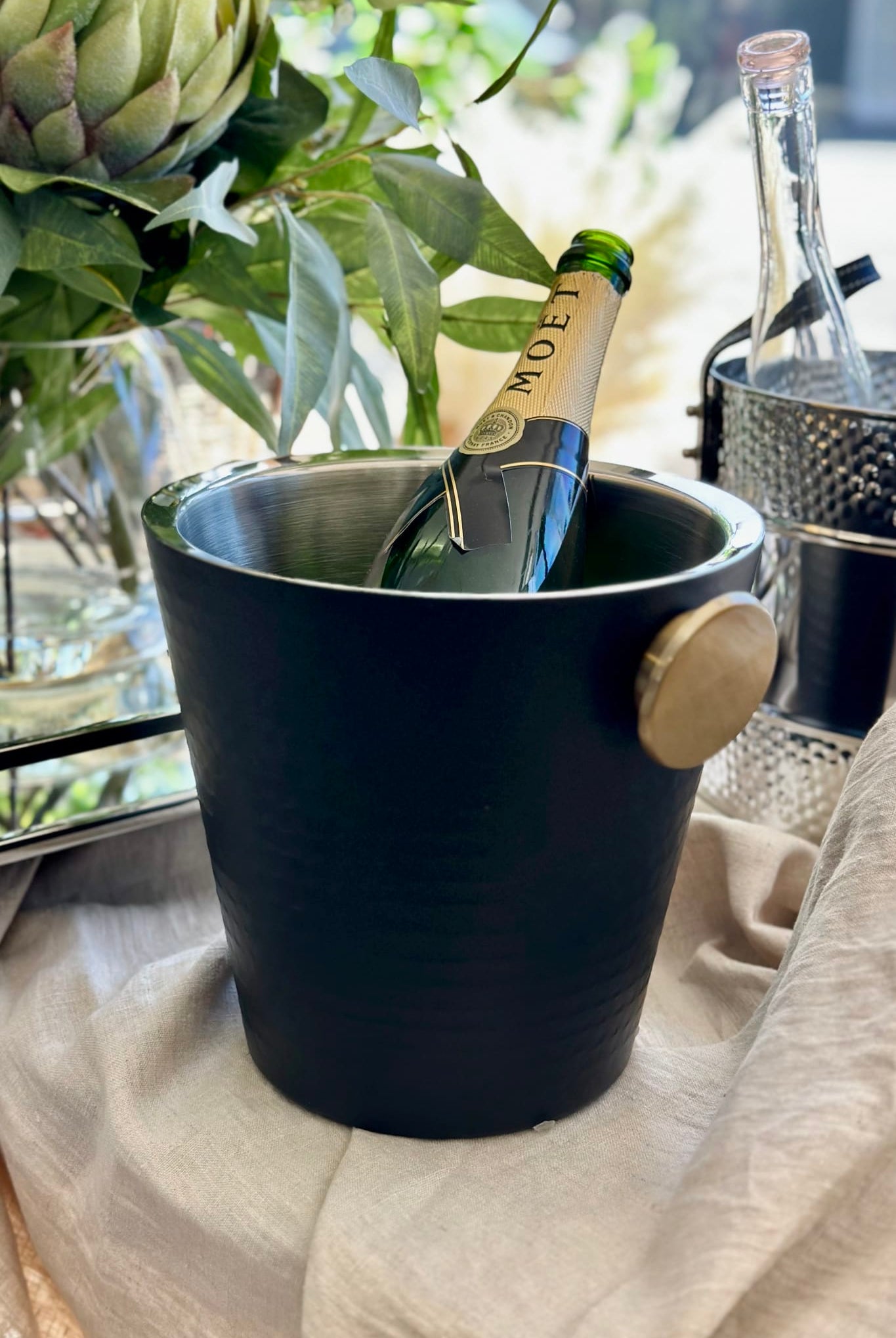 Black Gold Hammered Champagne Bucket - Magpie Style