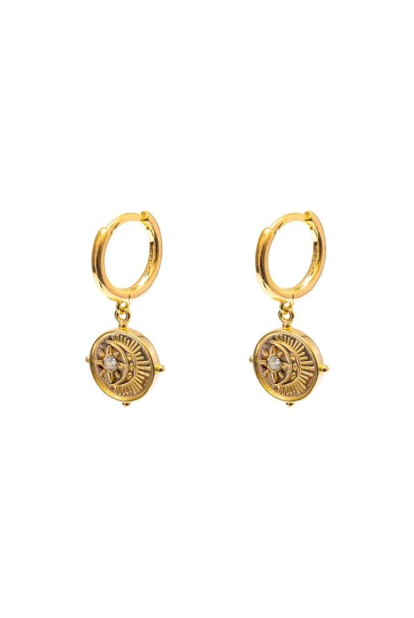 Moon and Star Huggy earring - 18ct gold - Magpie Style