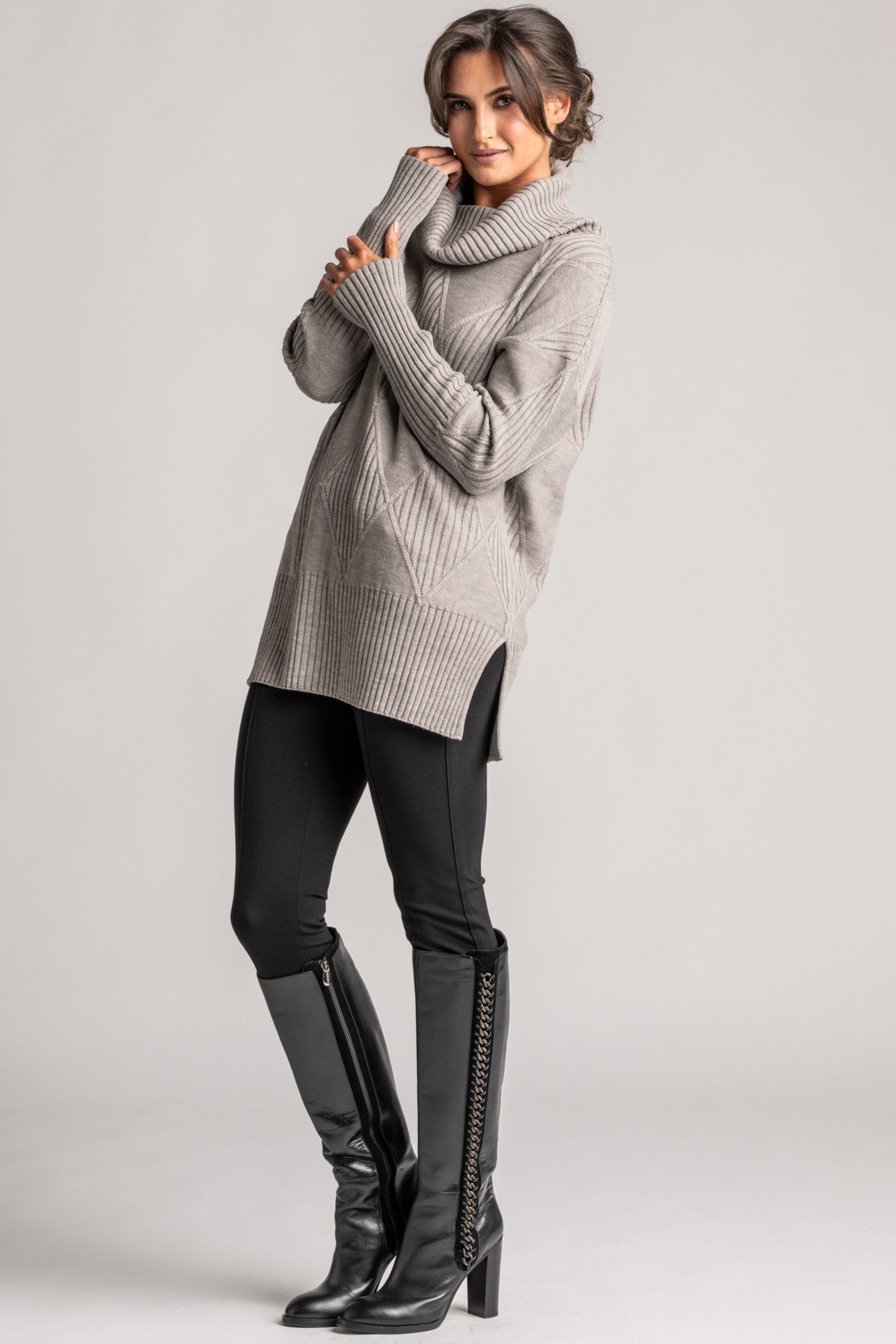 PAULA RYAN Diamond Rib Tunic - Merino Mink - Paula Ryan