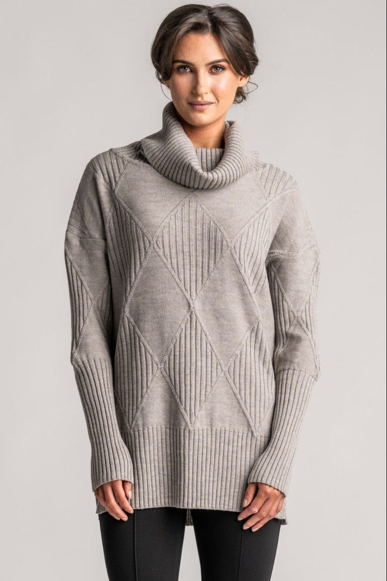 PAULA RYAN Diamond Rib Tunic - Merino Mink - Paula Ryan