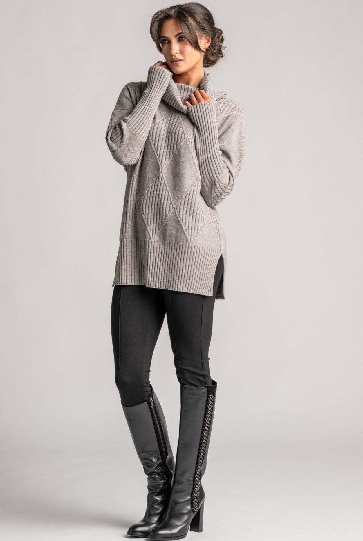PAULA RYAN Diamond Rib Tunic - Merino Mink - Paula Ryan