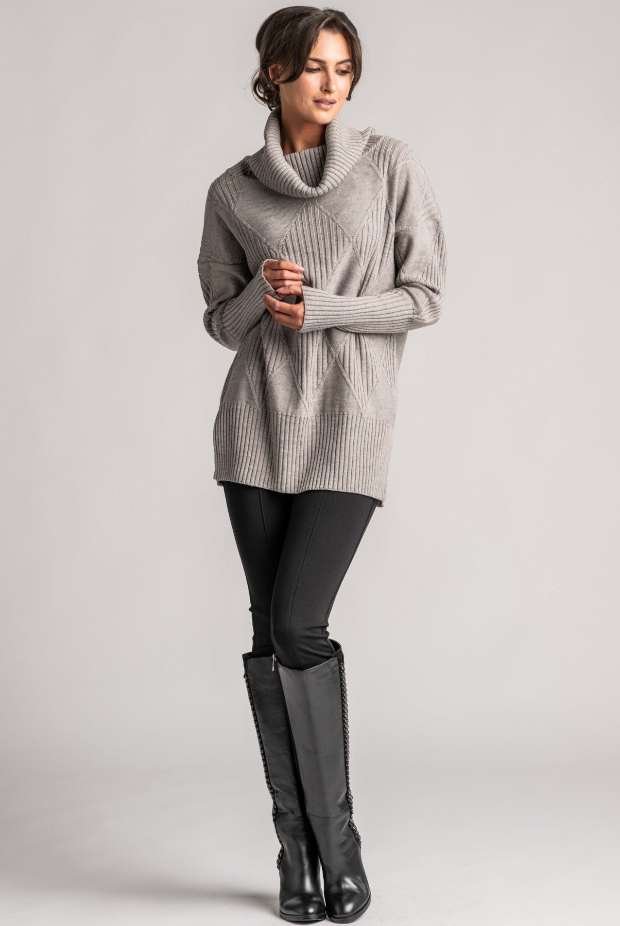 PAULA RYAN Diamond Rib Tunic - Merino Mink - Paula Ryan