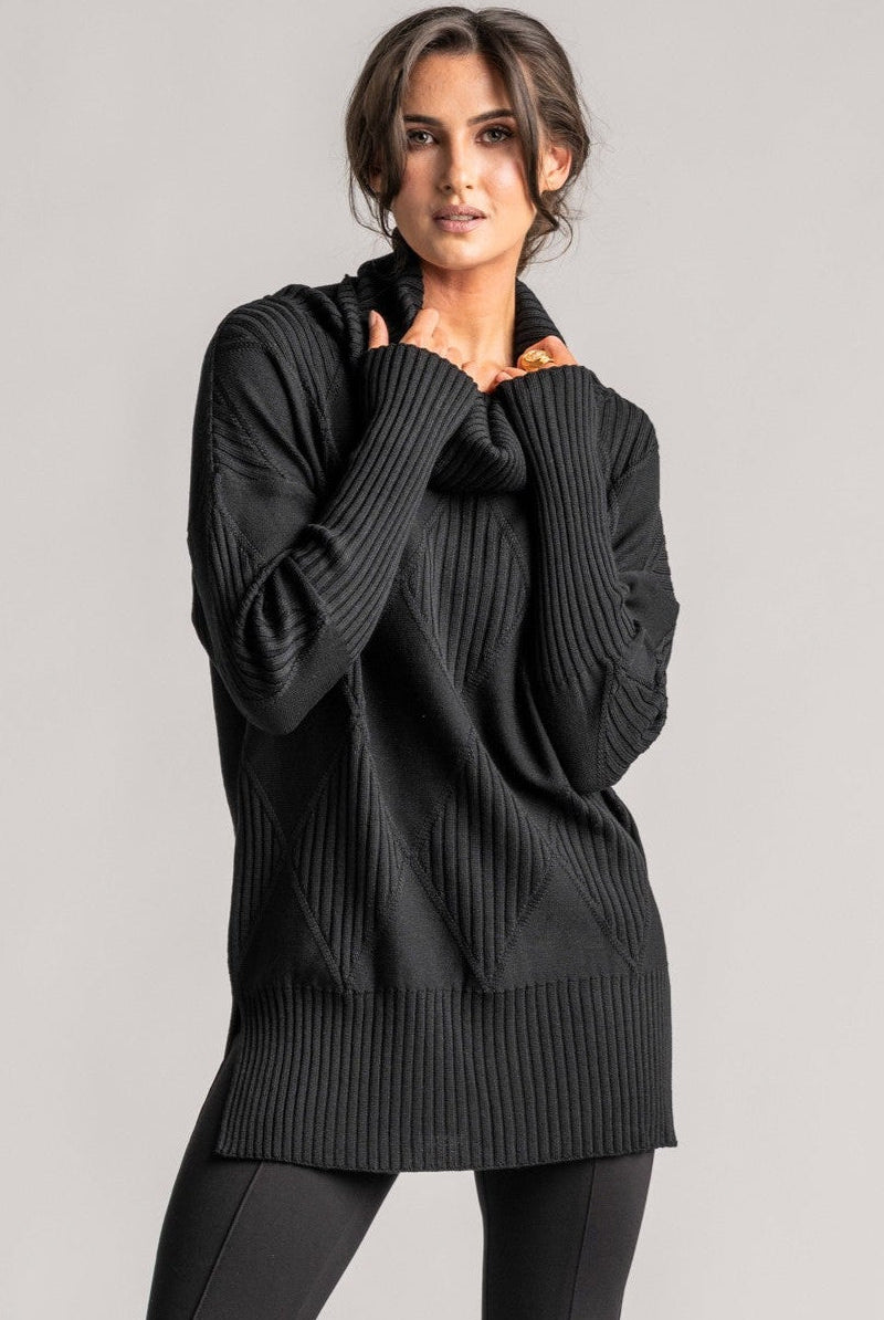 PAULA RYAN Diamond Rib Tunic - Merino Black - Paula Ryan