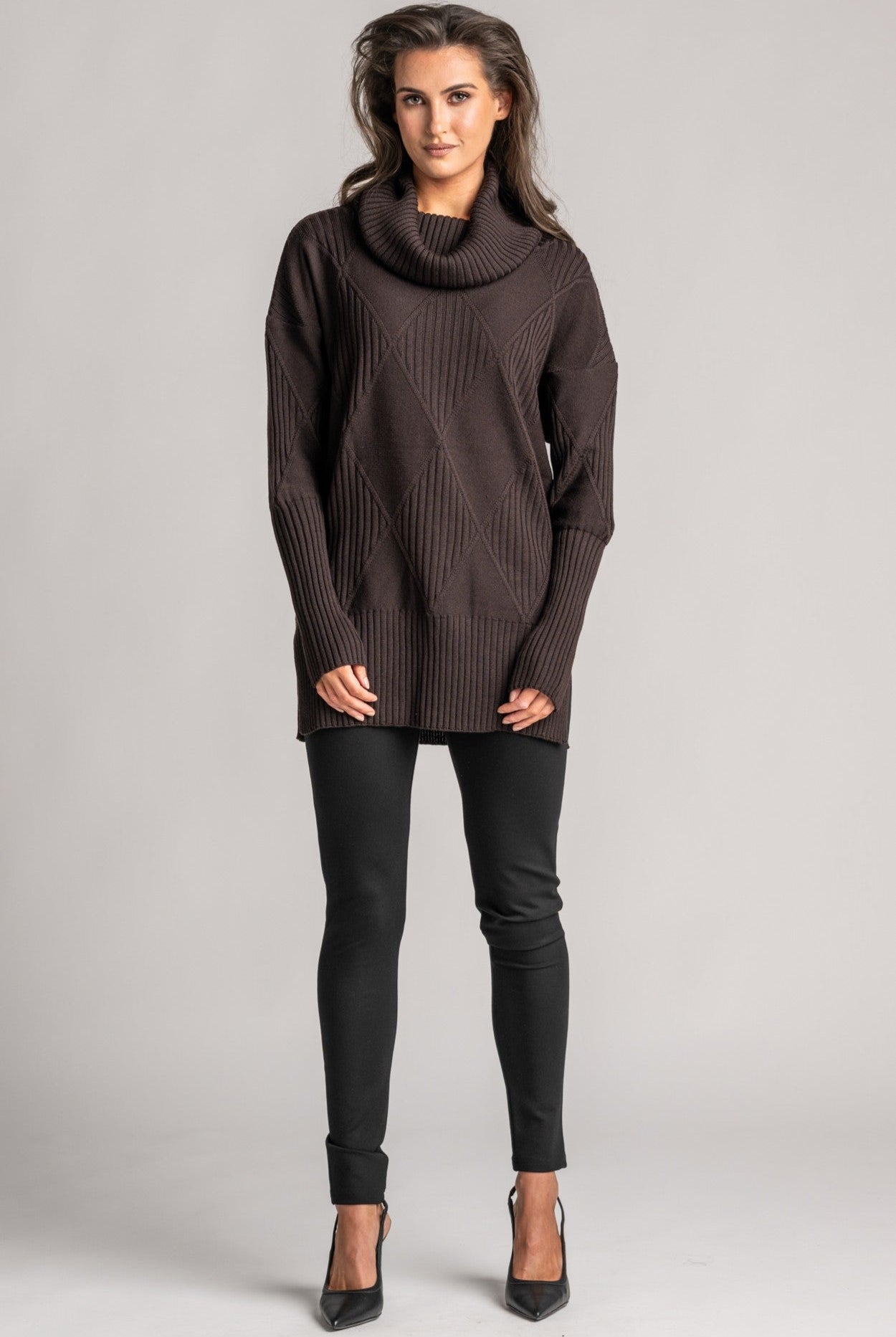 PAULA RYAN Diamond Rib Tunic - Merino Cocoa - Paula Ryan