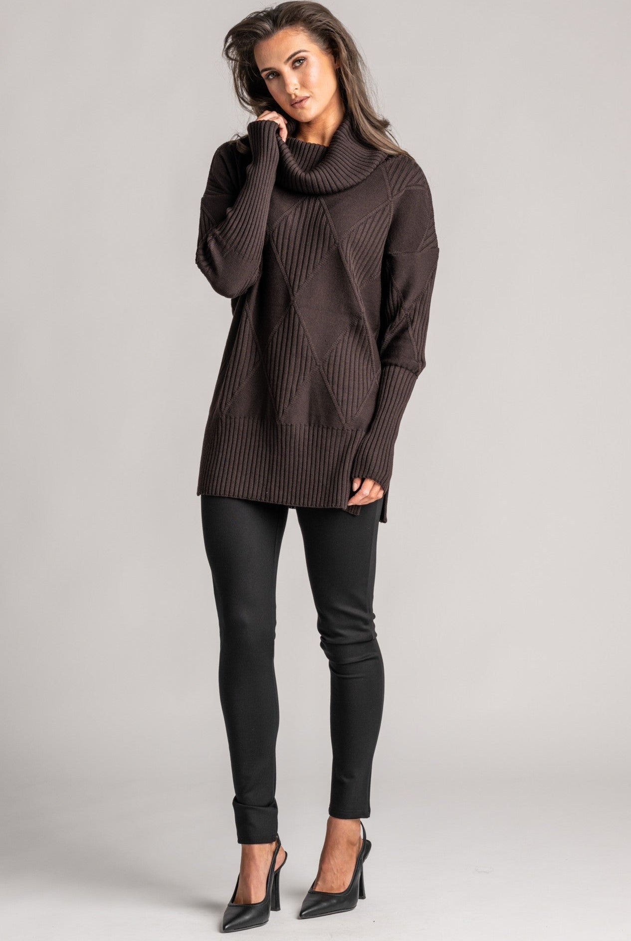 PAULA RYAN Diamond Rib Tunic - Merino Cocoa - Paula Ryan