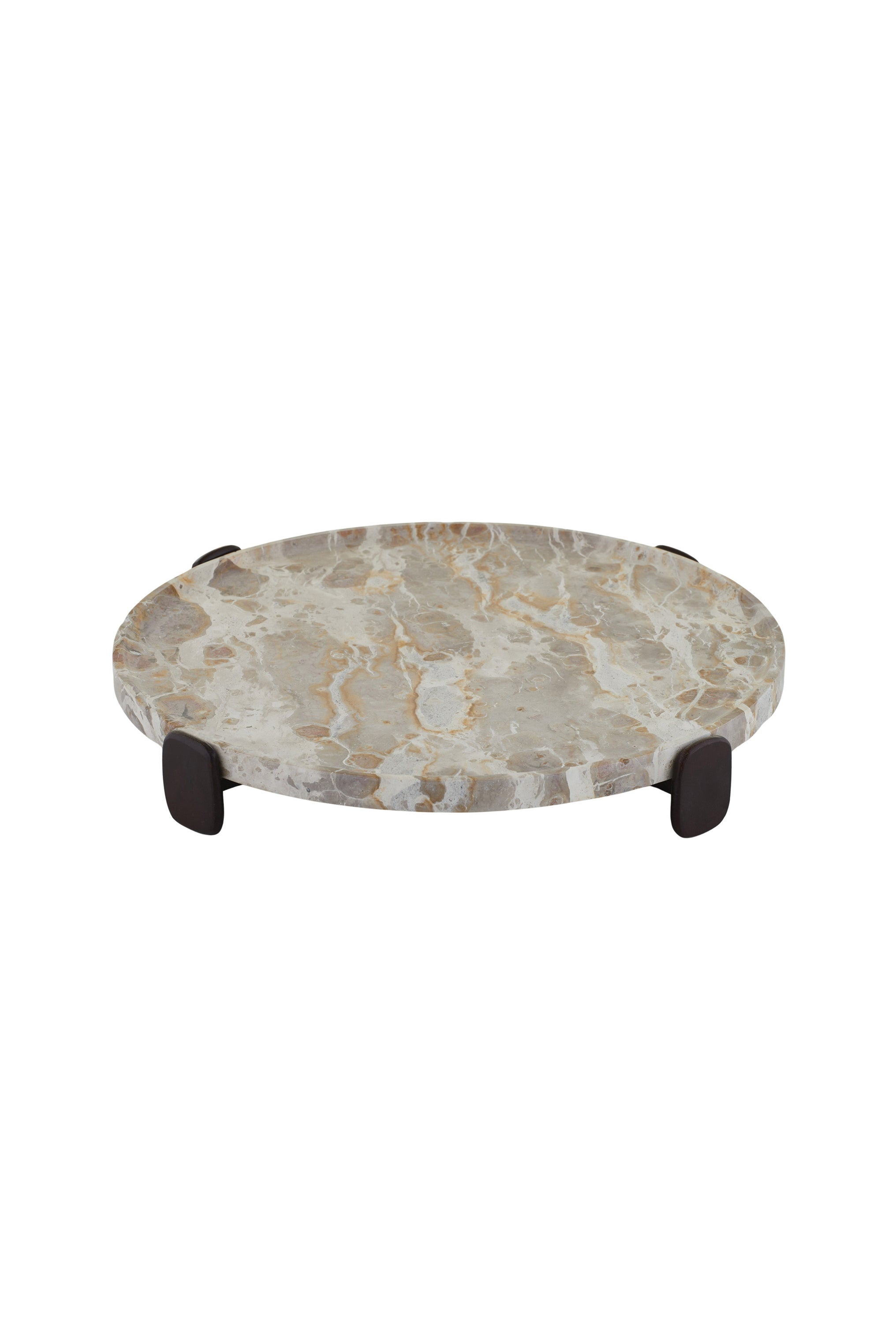 Campania Footed Marble Platter w Timber Base - Magpie Style