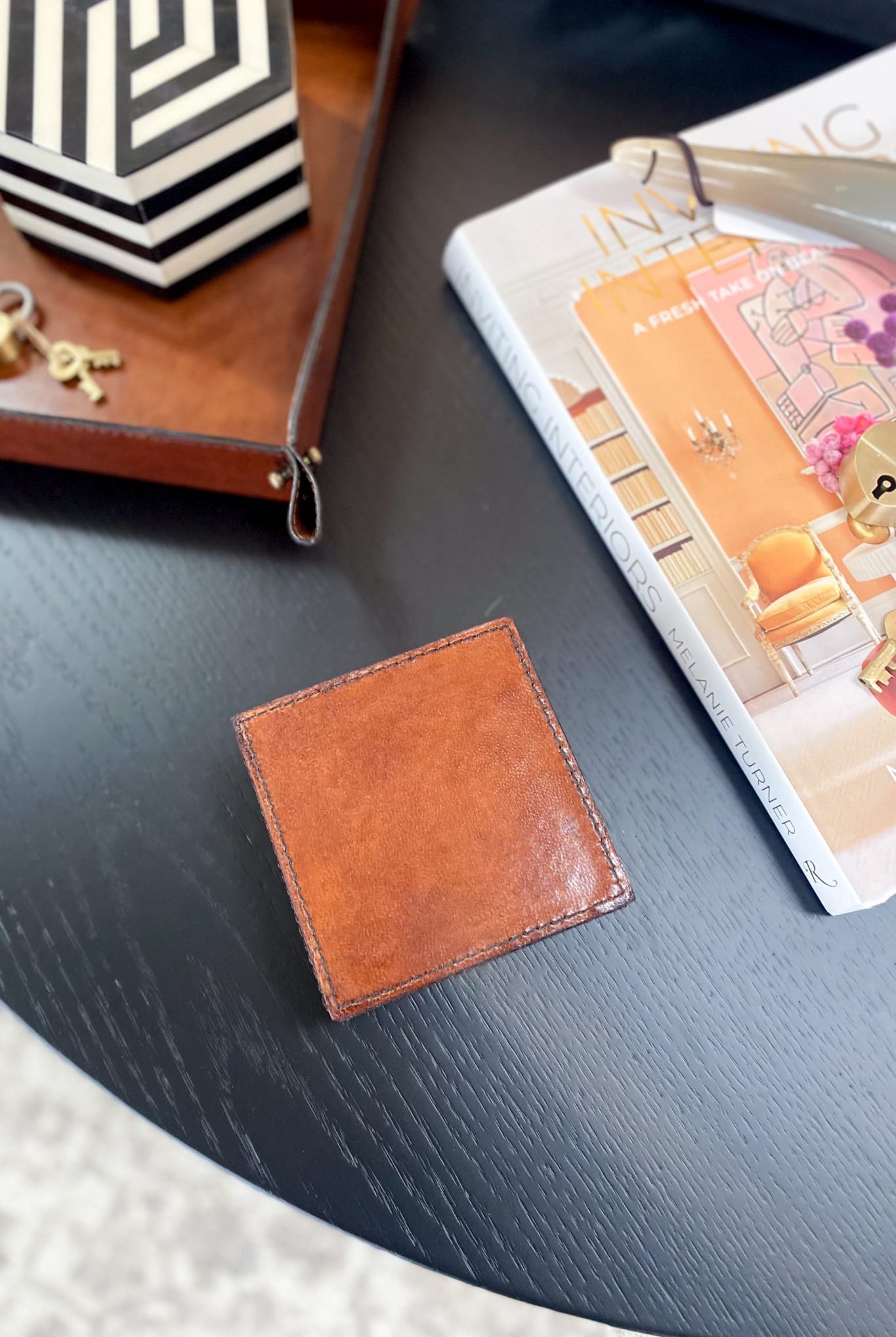 Small Leather Pin Box - Tan - Magpie Style