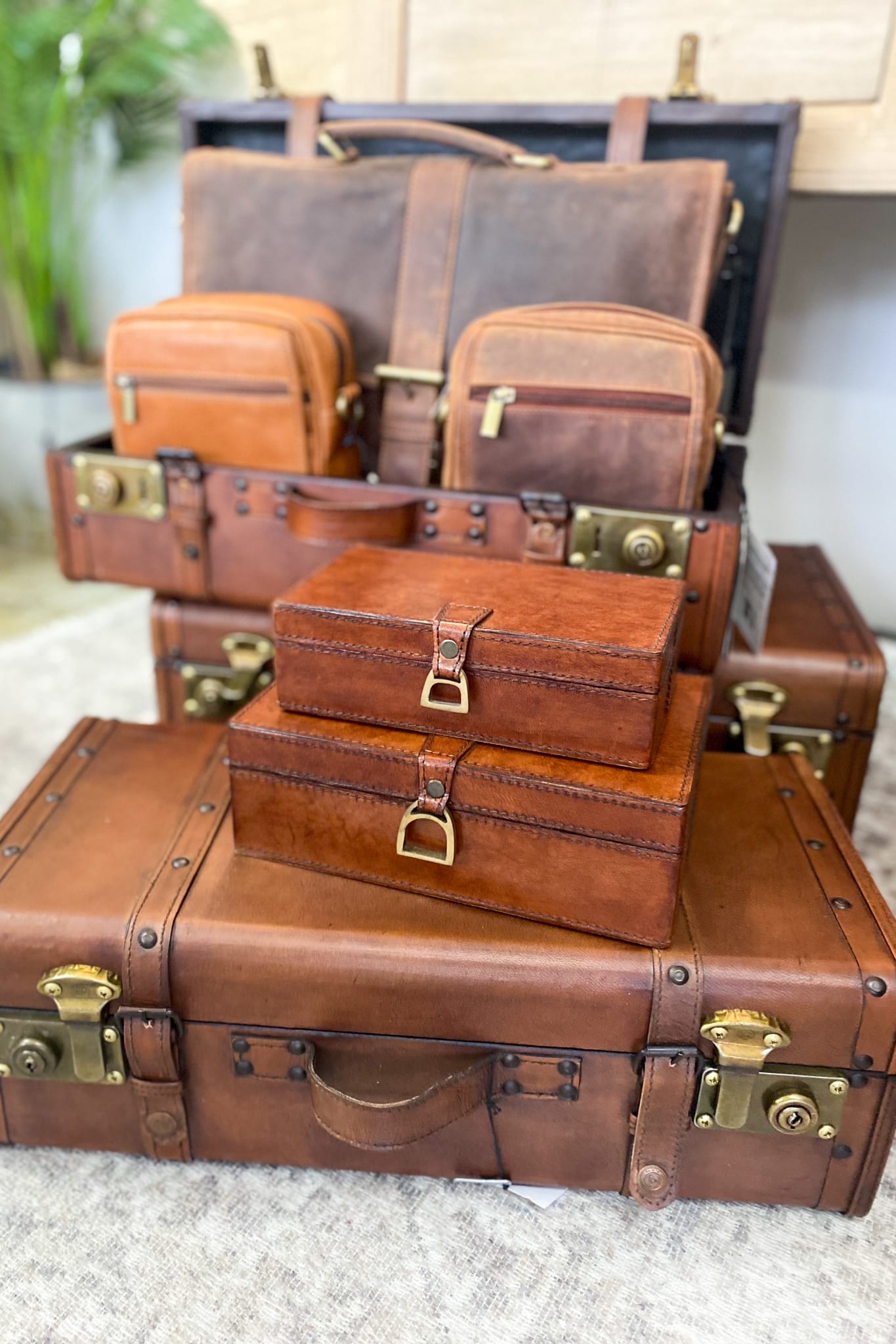 Large Leather Box with Stirrups - Magpie Style