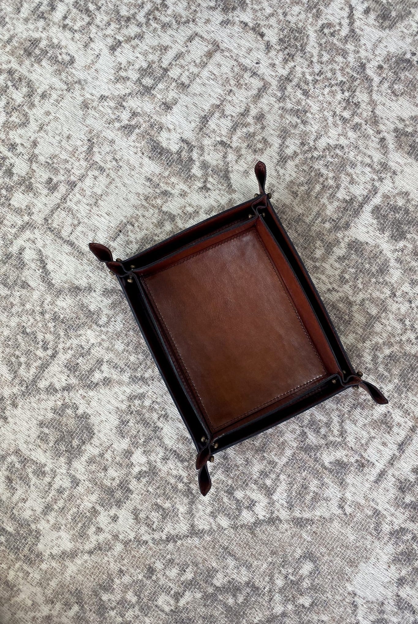 Medium Tan Leather Domed Tray - Magpie Style