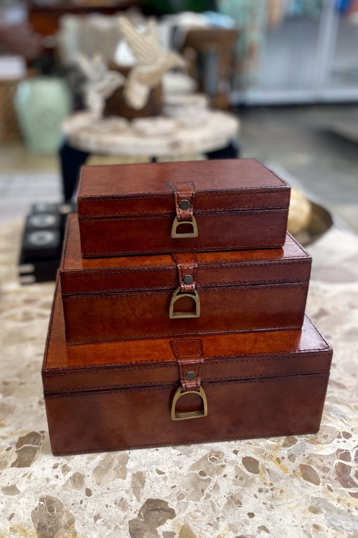 Large Leather Box with Stirrups - Magpie Style
