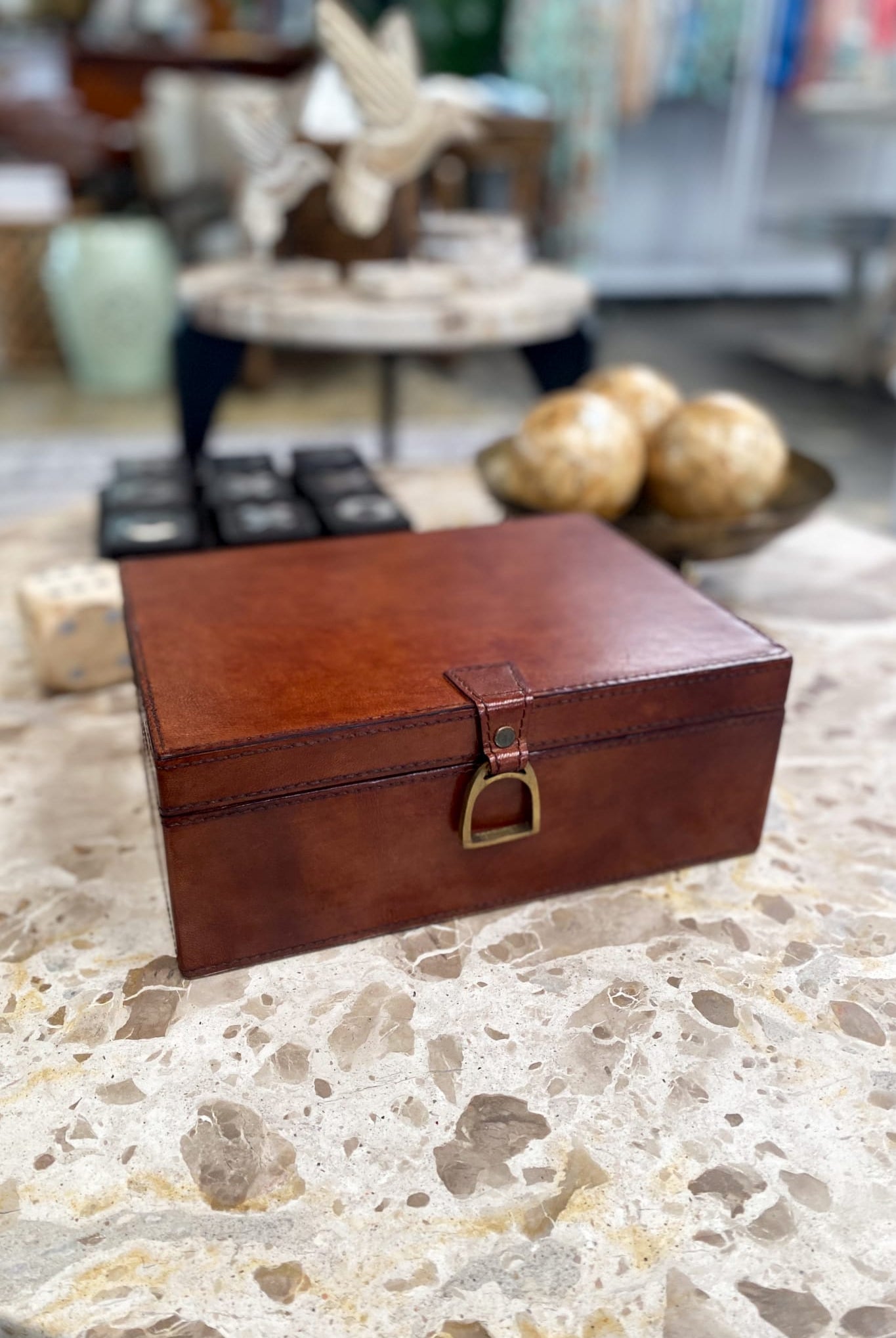 Large Leather Box with Stirrups - Magpie Style