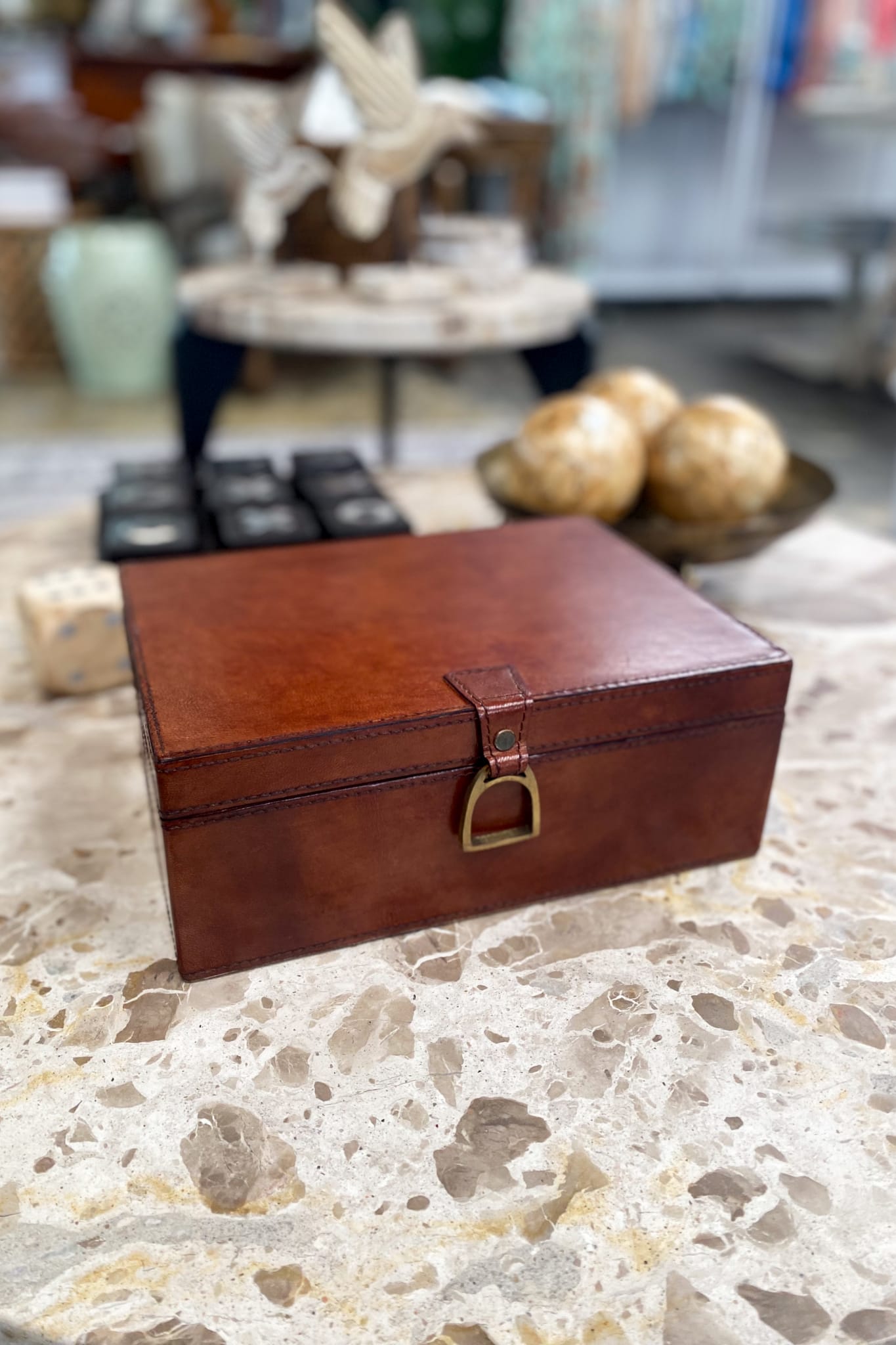 Large Leather Box with Stirrups - Magpie Style
