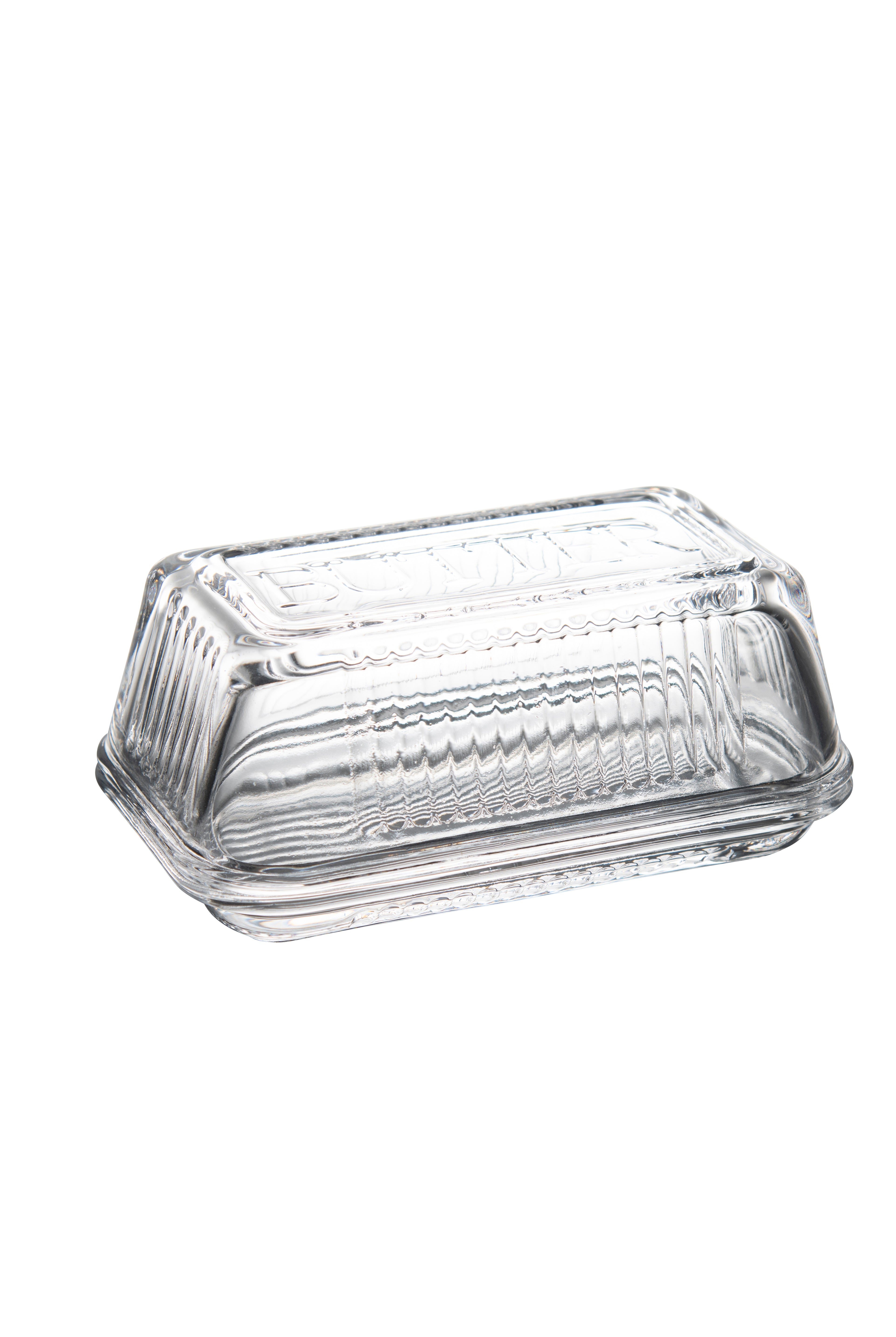 Retro Clear Glass Butter Dish - Magpie Style