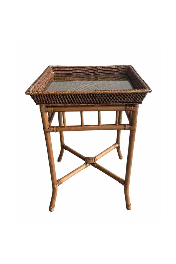Mandalay Side Table with Glass - Antique Brown - Magpie Style
