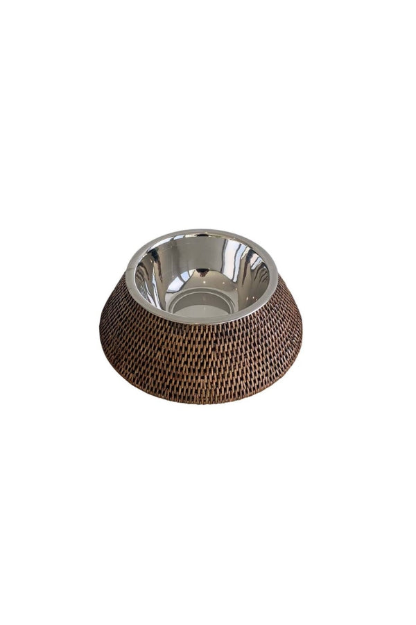 Pet Bowl - Rattan and Stainless Steel - Magpie Style