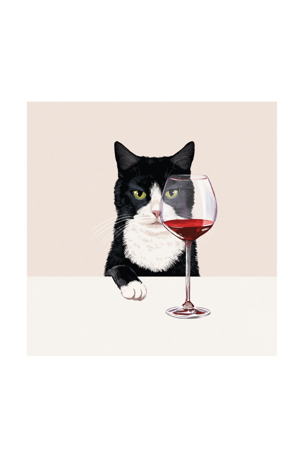 Card - Tuxedo Cat & Red Wine - Magpie Style