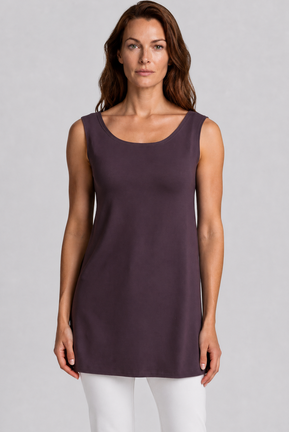 PAULA RYAN Loose Fit Singlet - Cocoa Plum Merino - Paula Ryan