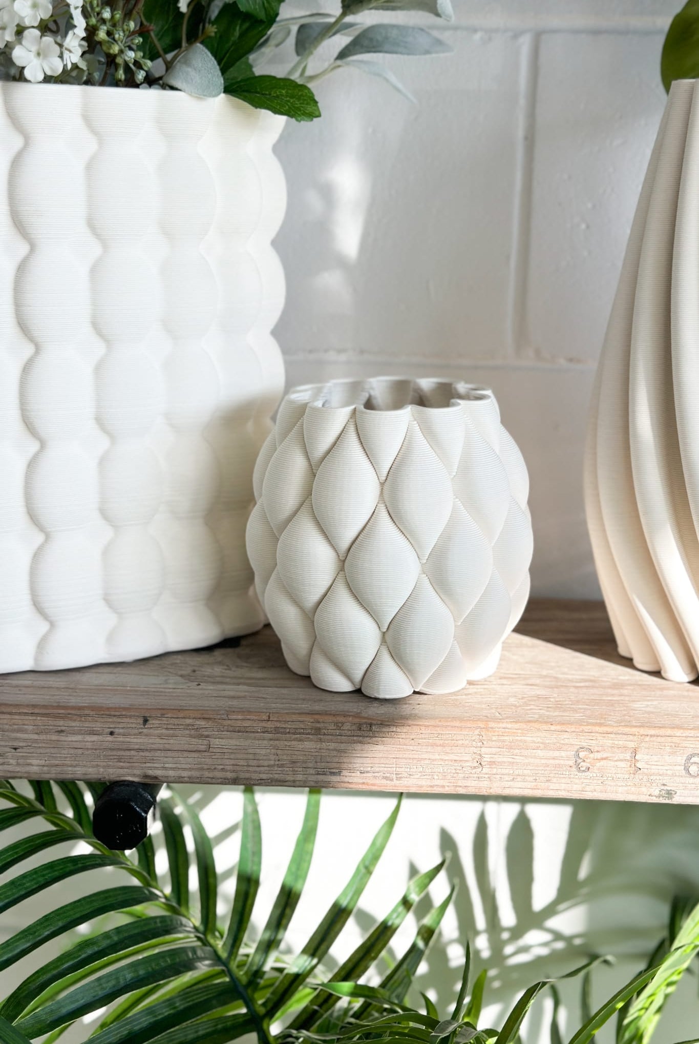 White Quilted Porcelain Vase - Small - Magpie Style