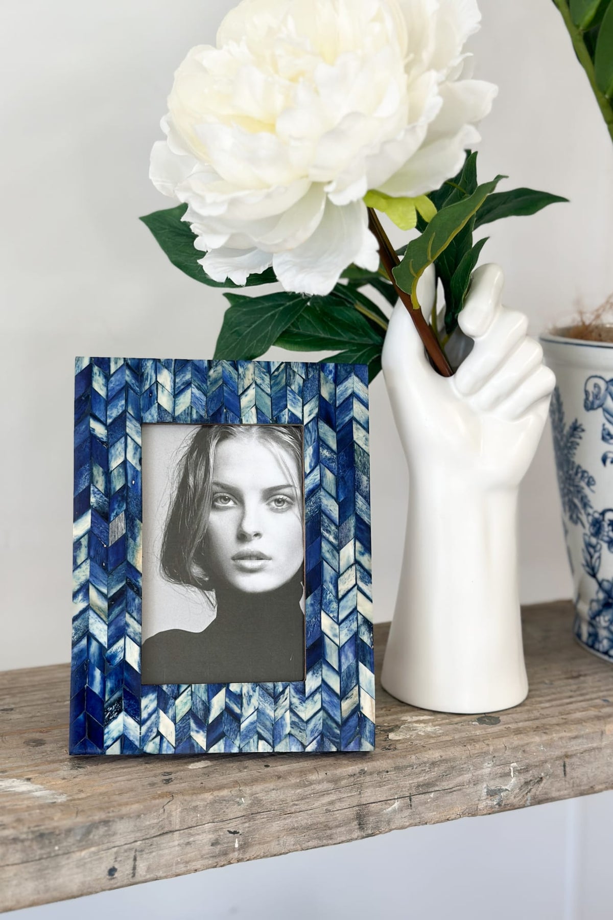 Indigo Blue Bone Inlay Photo Frame (4x6) - Magpie Style