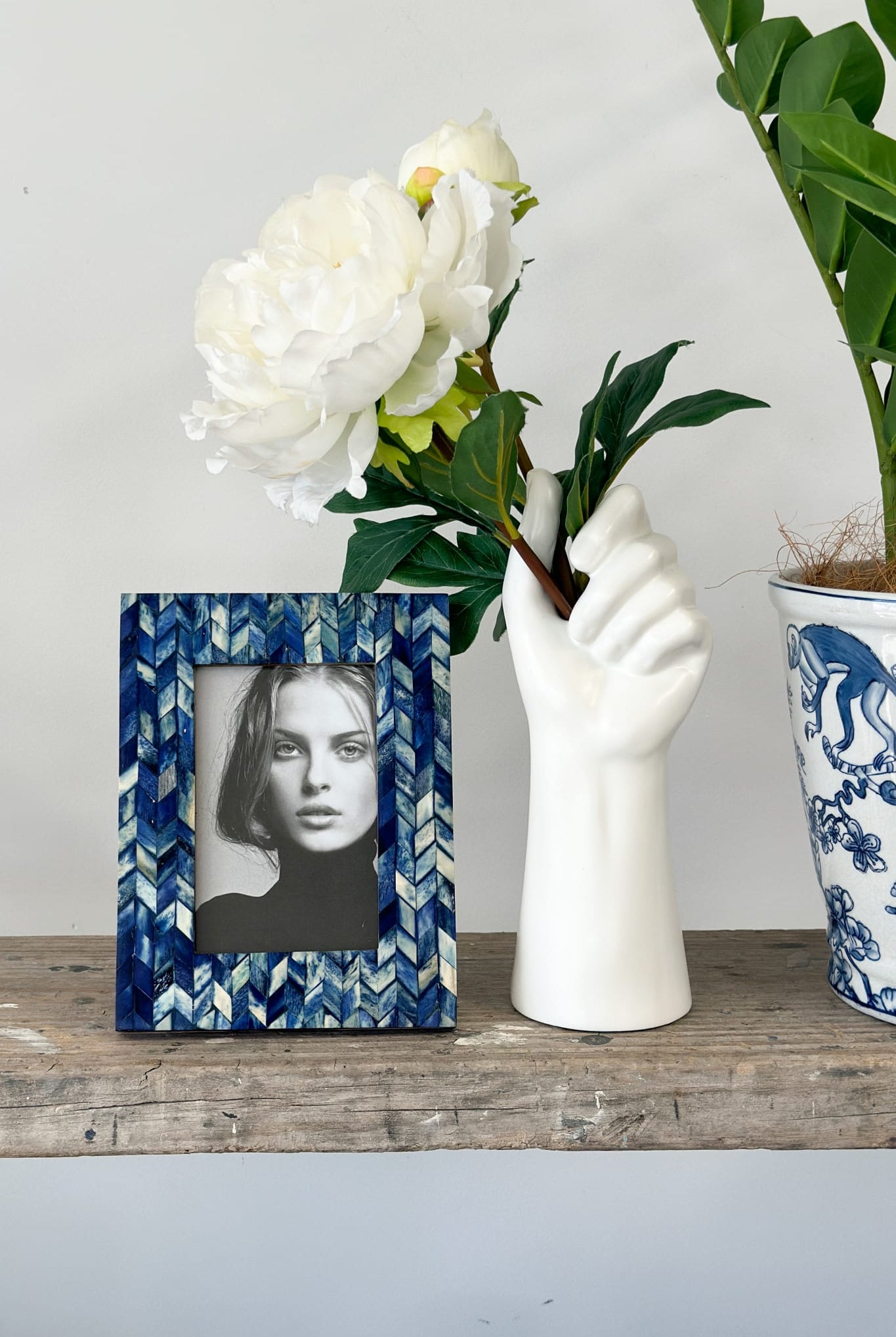 Indigo Blue Bone Inlay Photo Frame (4x6) - Magpie Style