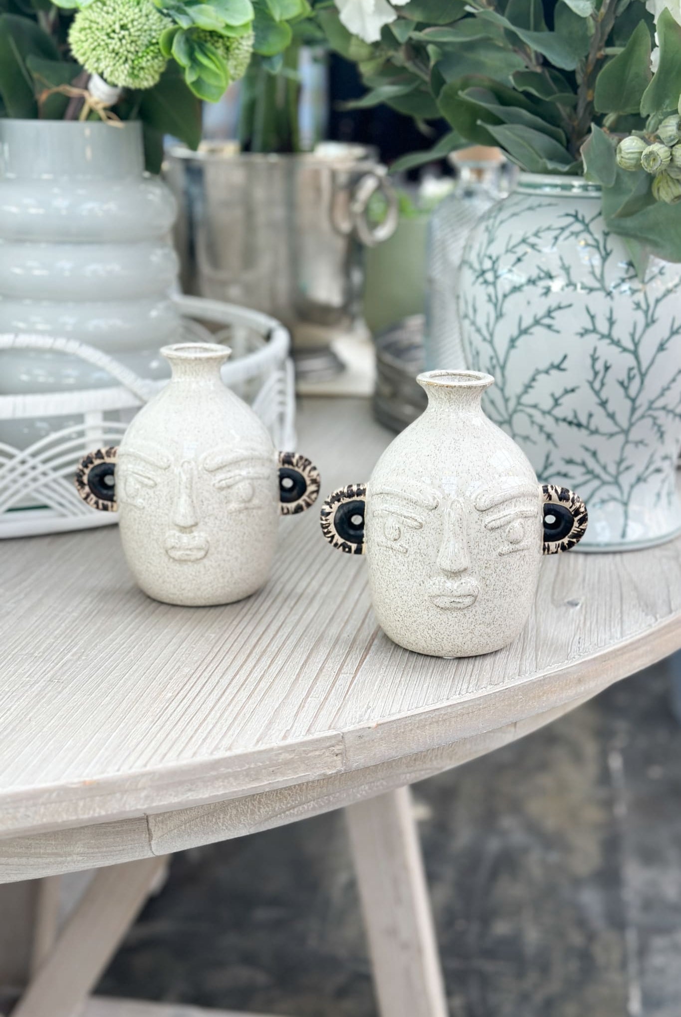 Tall Tribal Face Vase - Magpie Style