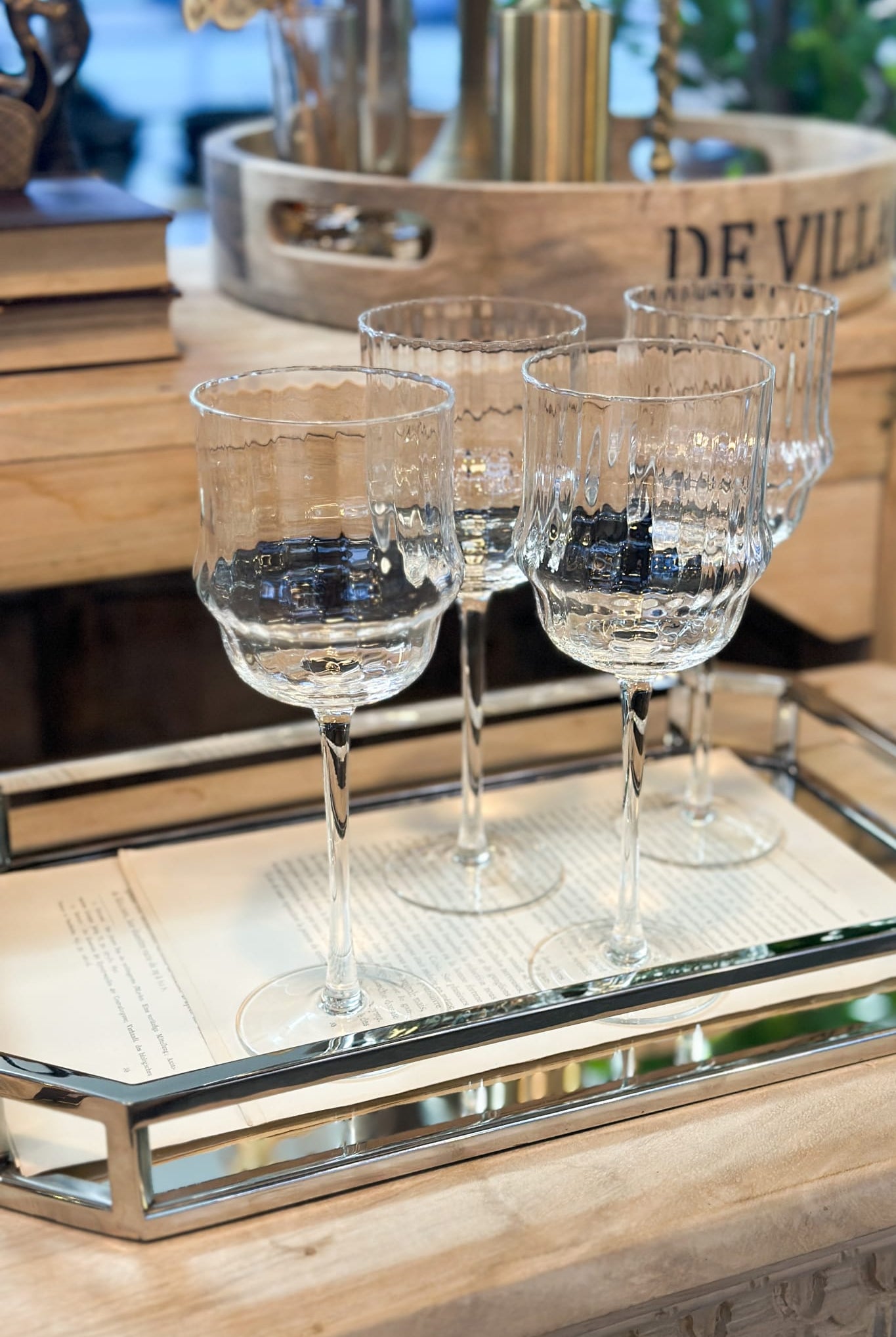 Ribbed Wavy Wine Glasses (Set of 4) - Magpie Style