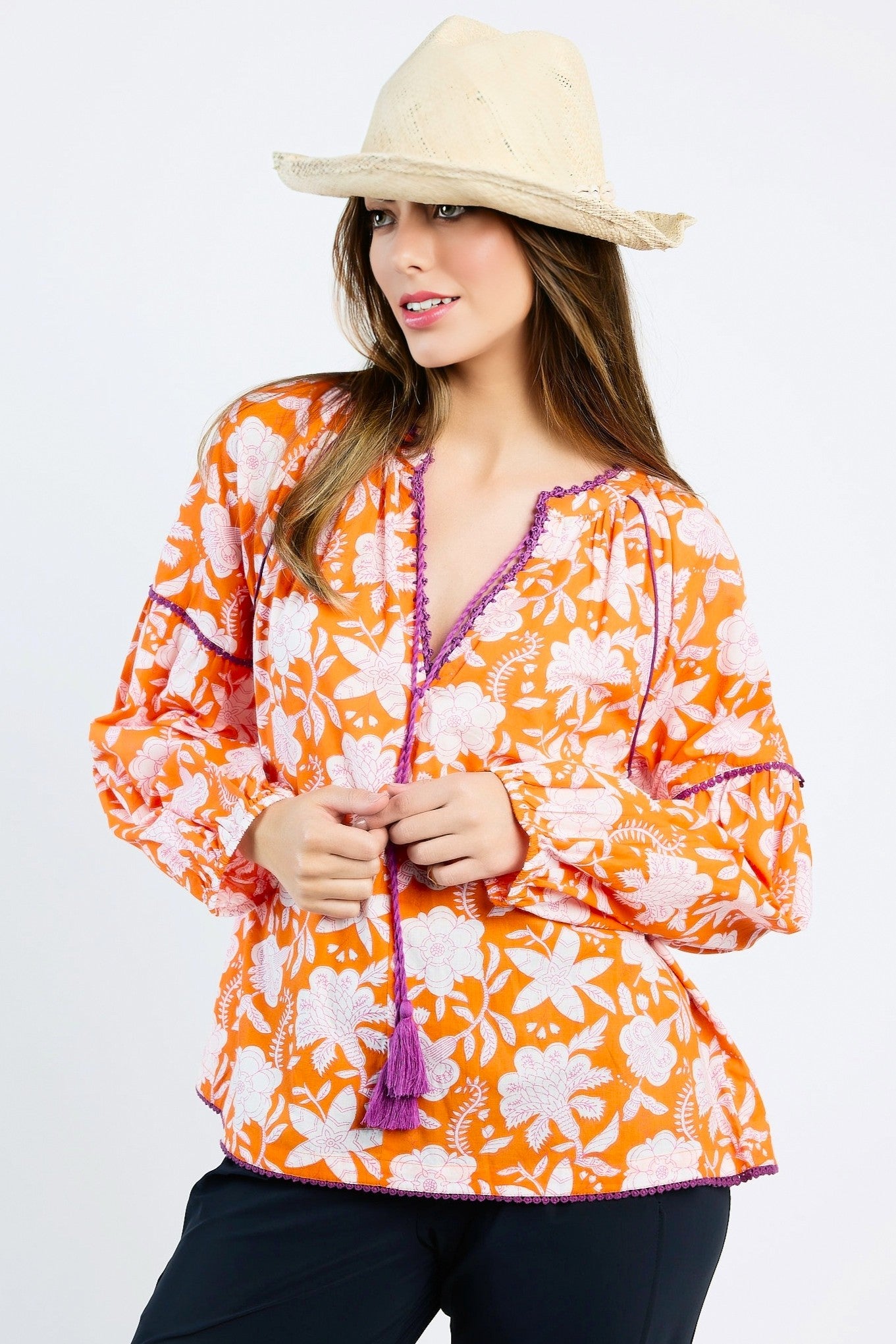 PLACE DU SOLEIL Demi Blouse - Orange - Magpie Style