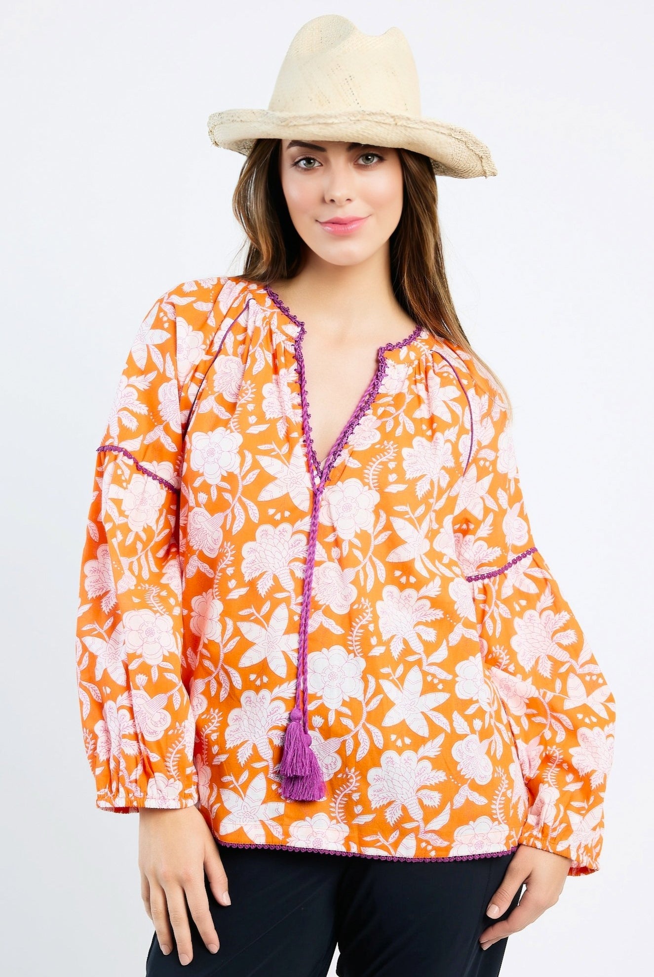 PLACE DU SOLEIL Demi Blouse - Orange - Magpie Style