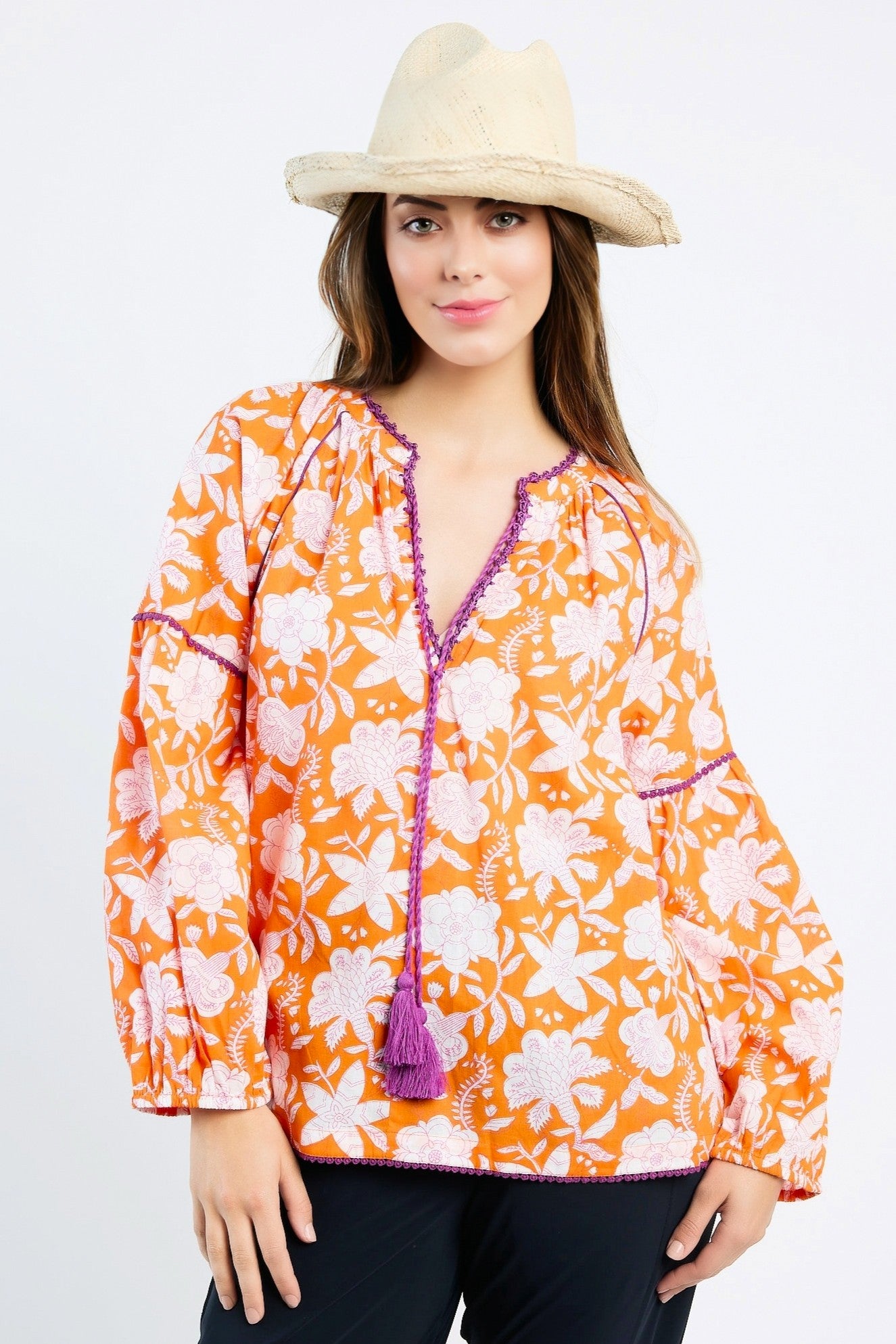 PLACE DU SOLEIL Demi Blouse - Orange - Magpie Style