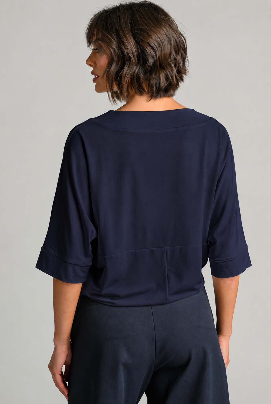 PAULA RYAN V Neck Cloud Top - Navy EcoVero - Paula Ryan