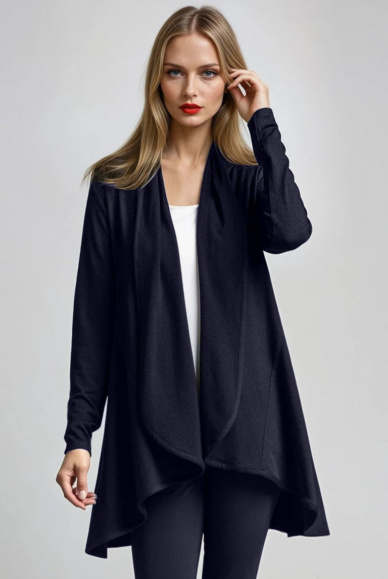 PAULA RYAN Panelled Swing Cardigan - Merino Navy - Paula Ryan