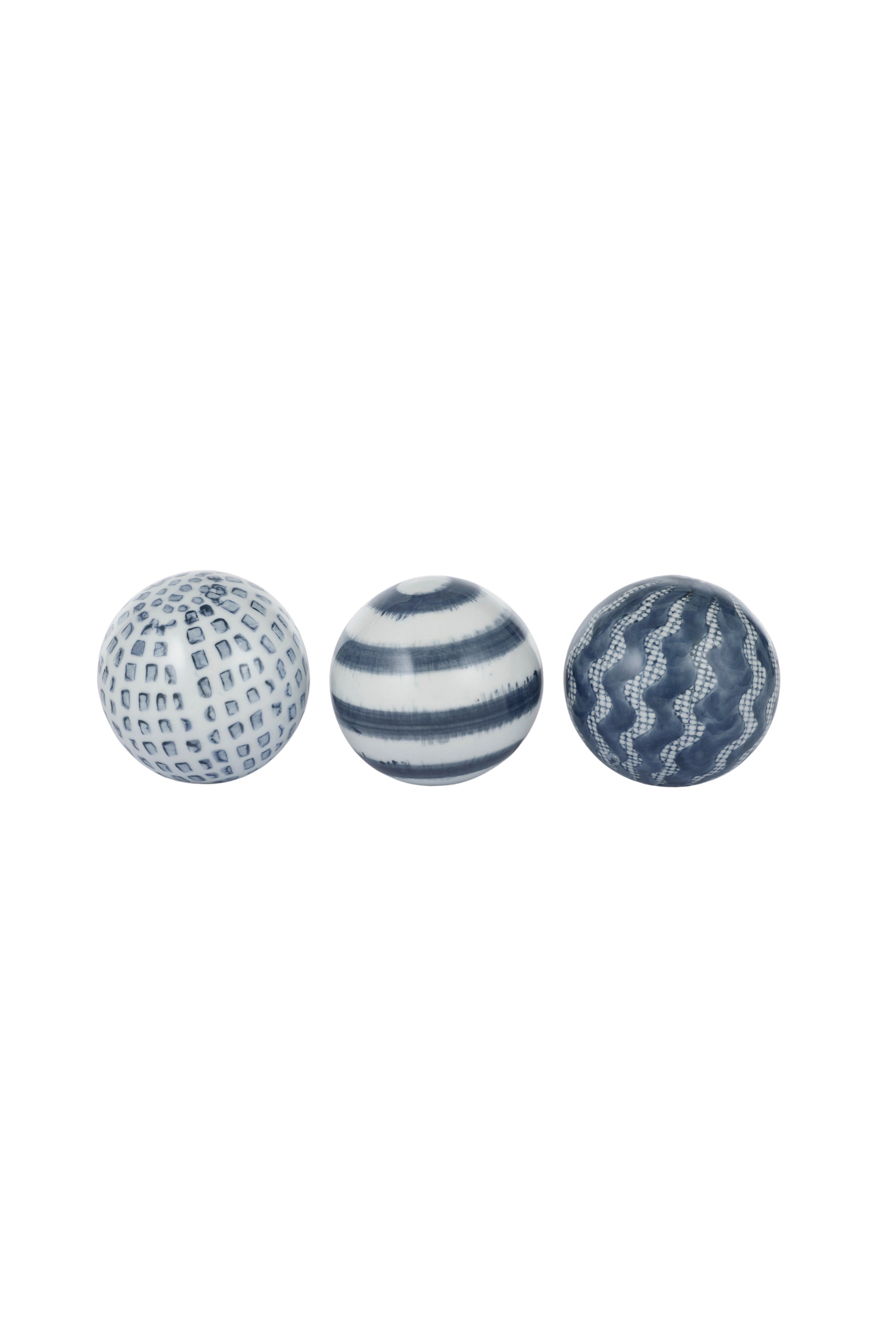 Ceramic Ball White/ Navy 10 cm Stripe - Magpie Style