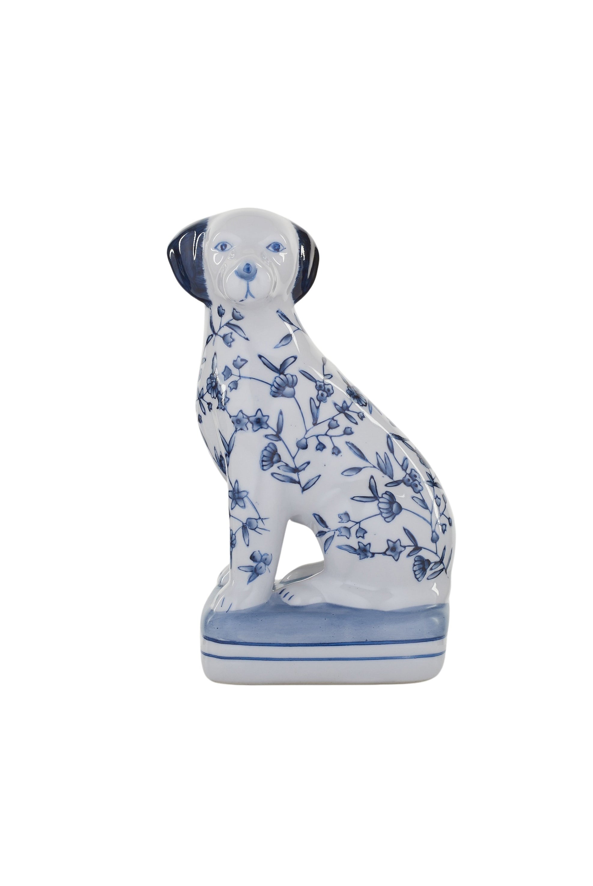 Floral Delft Dog Ceramic Ornament - Magpie Style