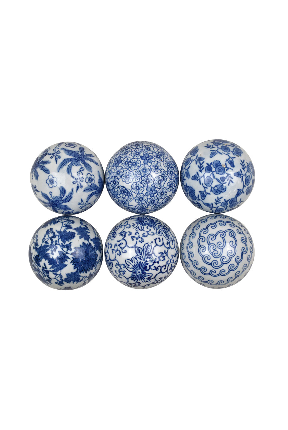 Ceramic Ball Blue/ White 10cm - Palms - Magpie Style