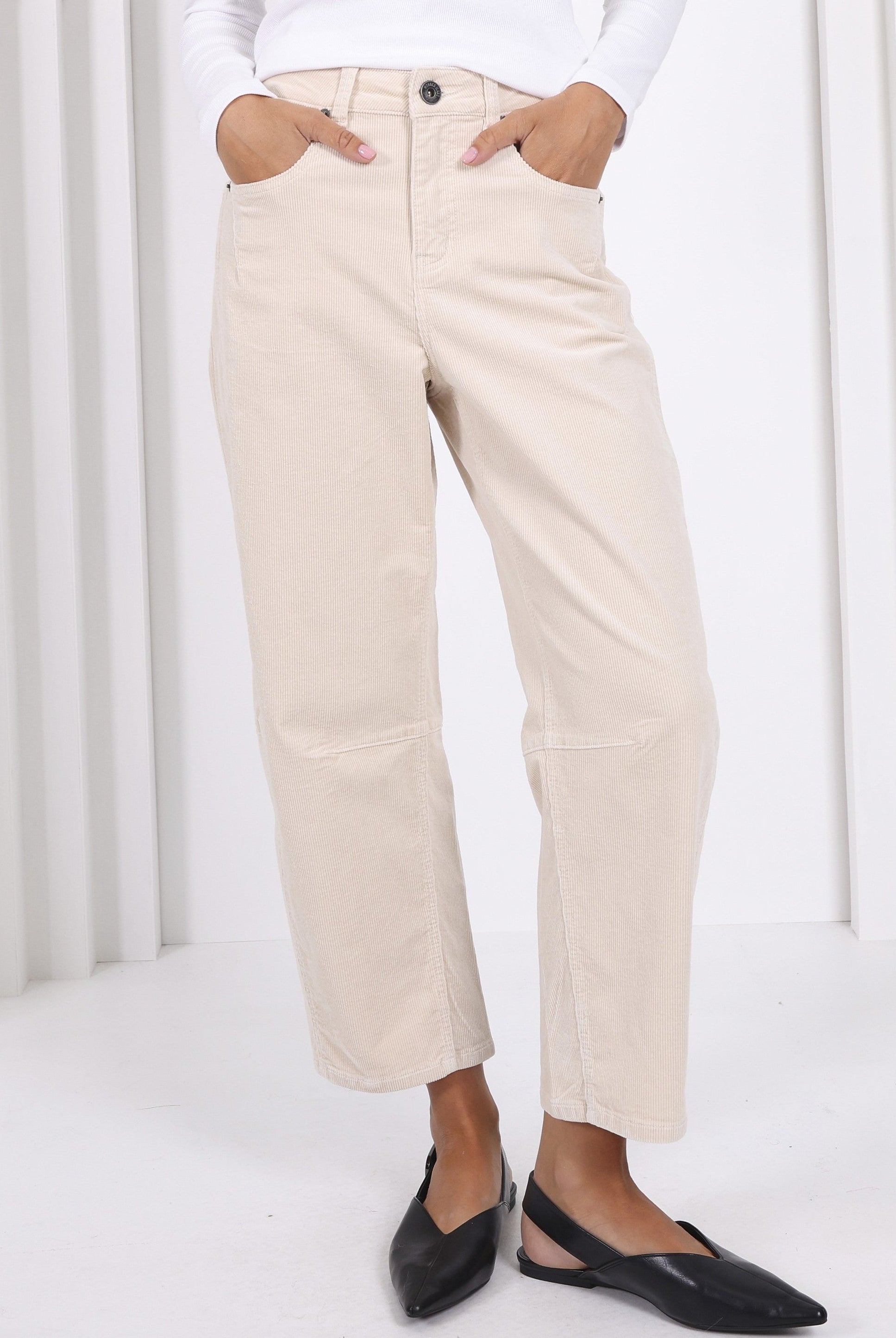 Toni Barrel Cord Jeans - Pearl - Magpie Style