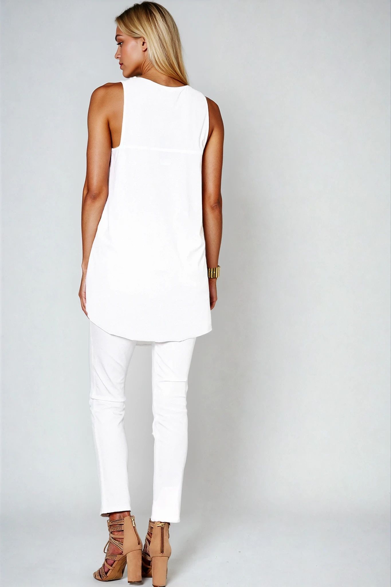 PAULA RYAN Long Layering Singlet Microjersey - White - Paula Ryan