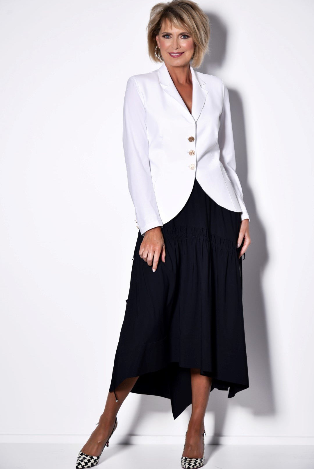 PAULA RYAN Deep Basque Drawcord Skirt - Microjersey - Paula Ryan