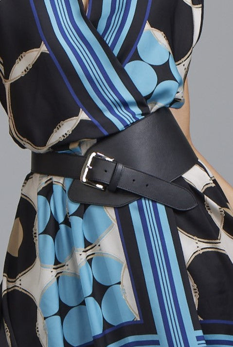 PAULA RYAN Wide Buckle Belt - Black/Silver - Paula Ryan
