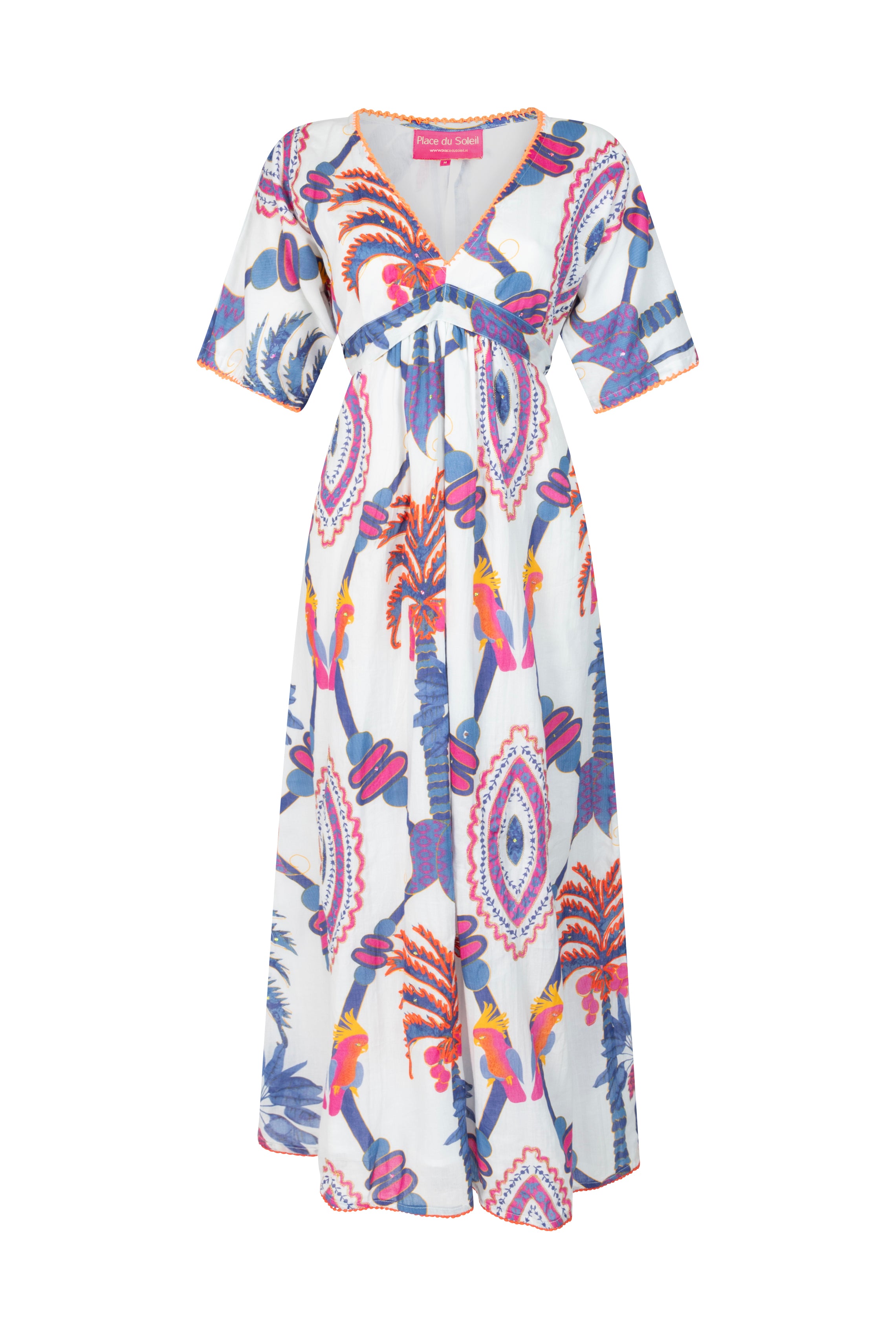 PLACE DU SOLEIL Rosa Blue Bird Long Dress - Multi - Magpie Style