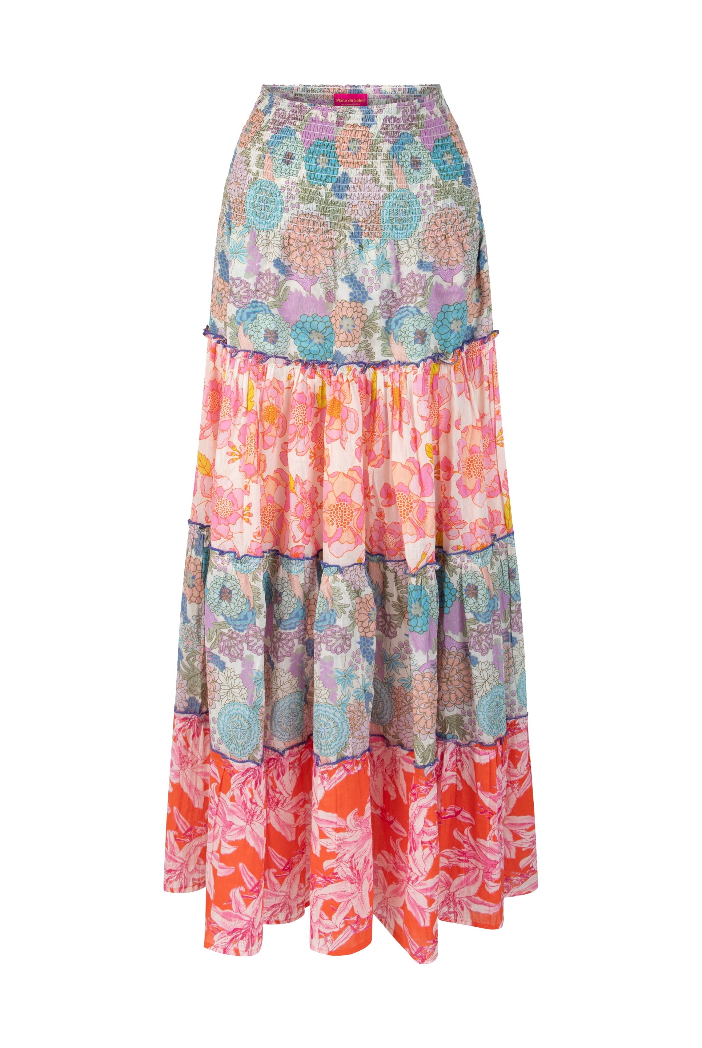 PLACE DU SOLEIL Mix Print Long Skirt - Multi Panel - Magpie Style