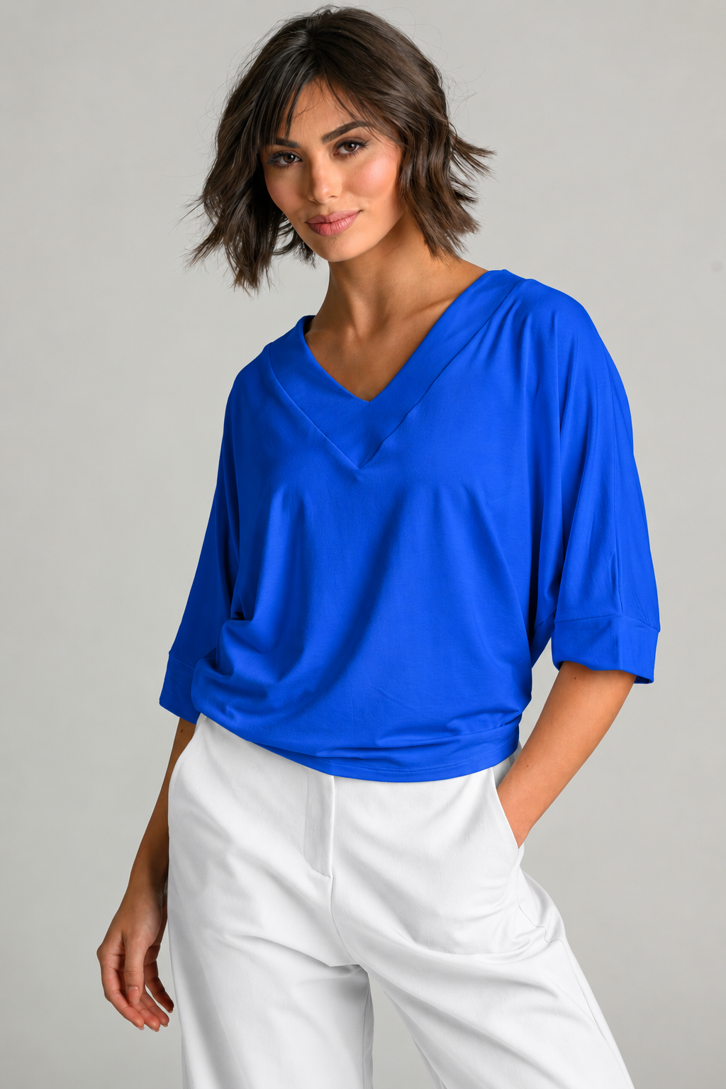 PAULA RYAN V Neck Cloud Top - Santorini EcoVero - Paula Ryan